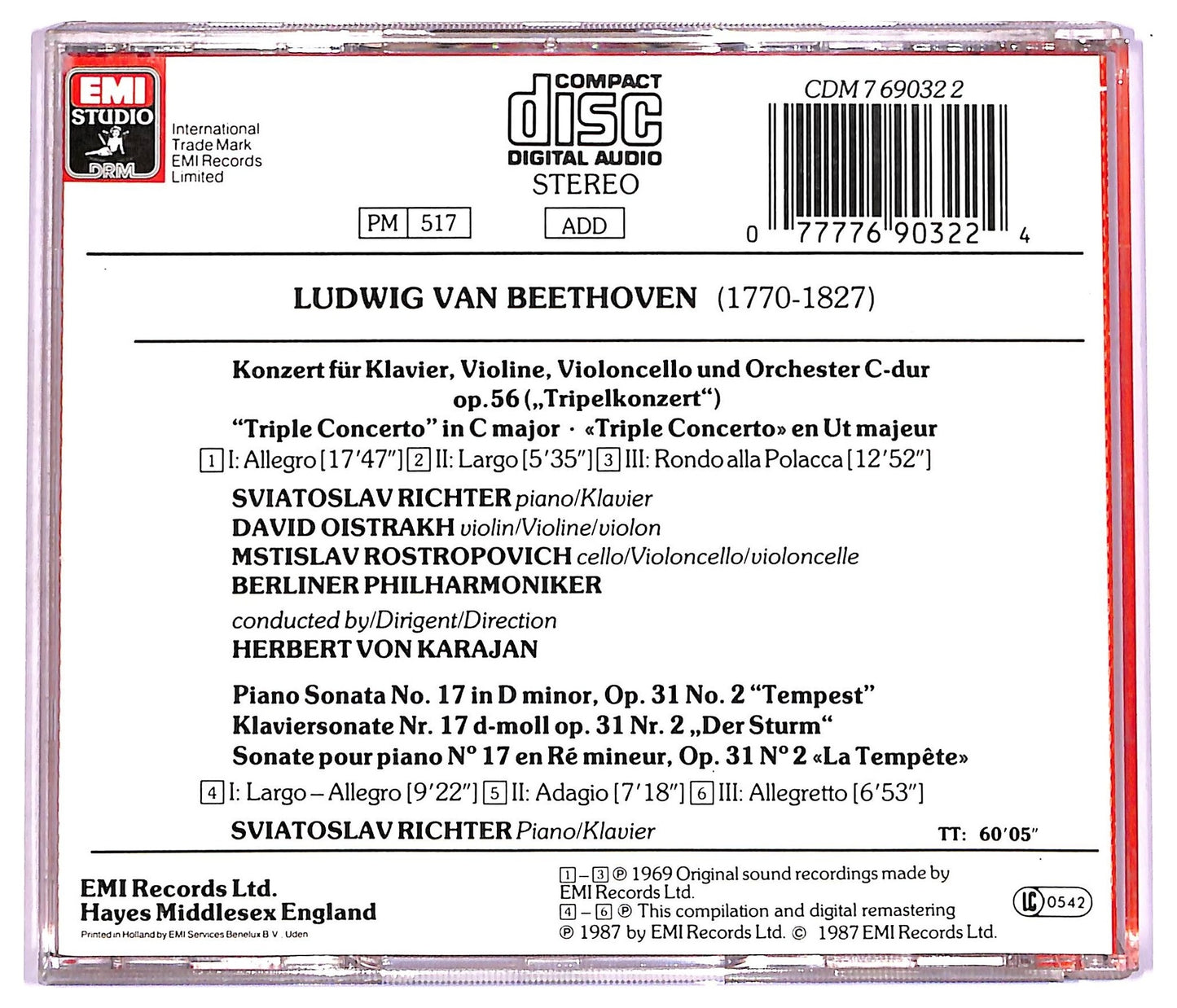 EBOND Beethoven - Tripelkonzert-Triple Concerto Klaviersonate Op.31/2 CD CD078404