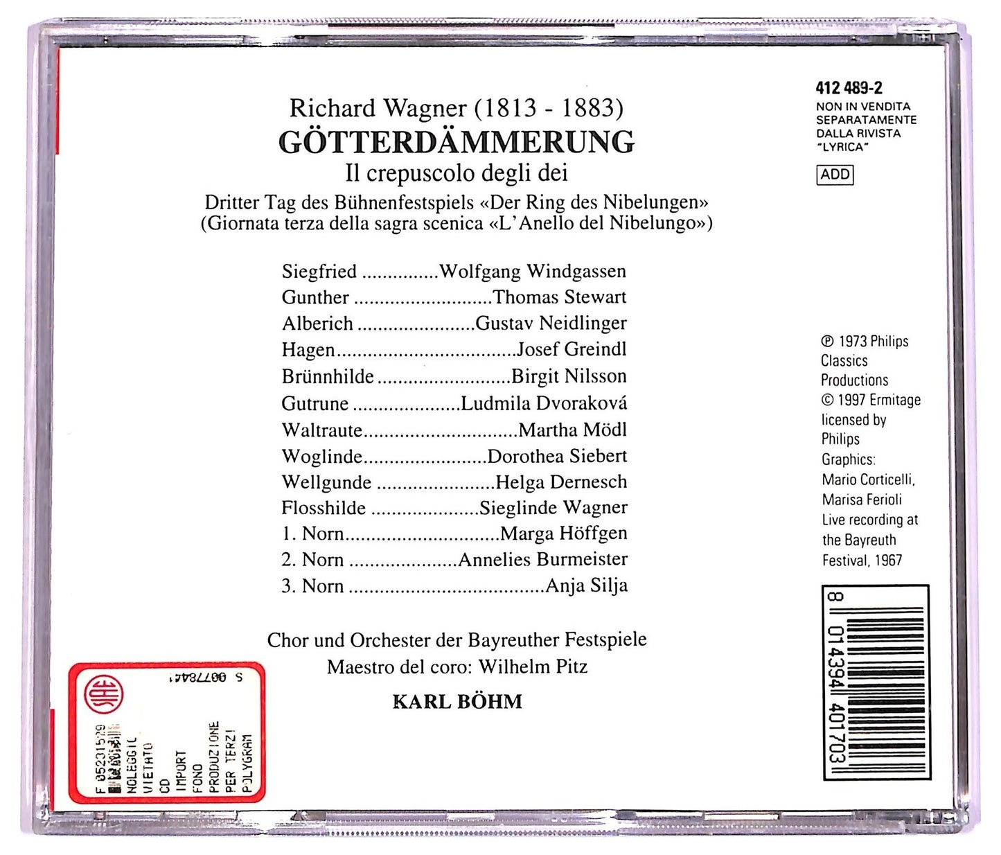 EBOND Richard Wagner - Gotterdammerung Prologo - Atto I ( inizio) CD CD078405