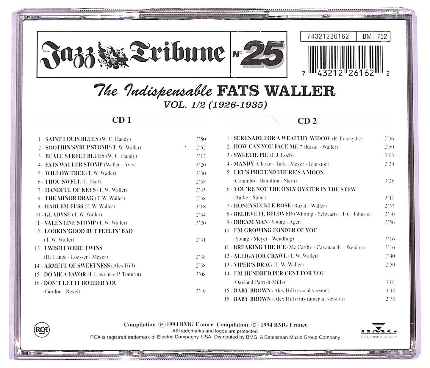 EBOND Fats Waller - The Indispensable Fats Waller Volumes 1/2 CD CD078432