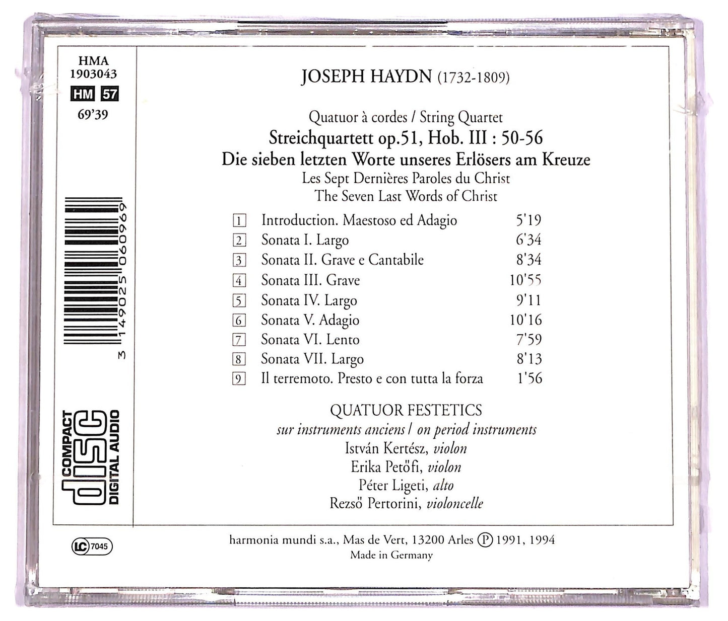 EBOND Joseph Haydn - Les Sept Derniures Uaroles Du Christ CD CD078543