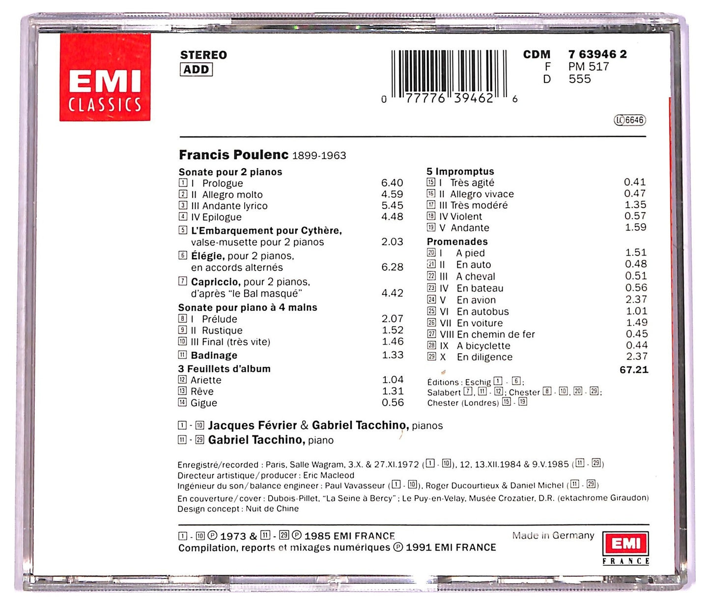 EBOND Francis Poulenc - Sonate pour 2 pianos CD CD078549