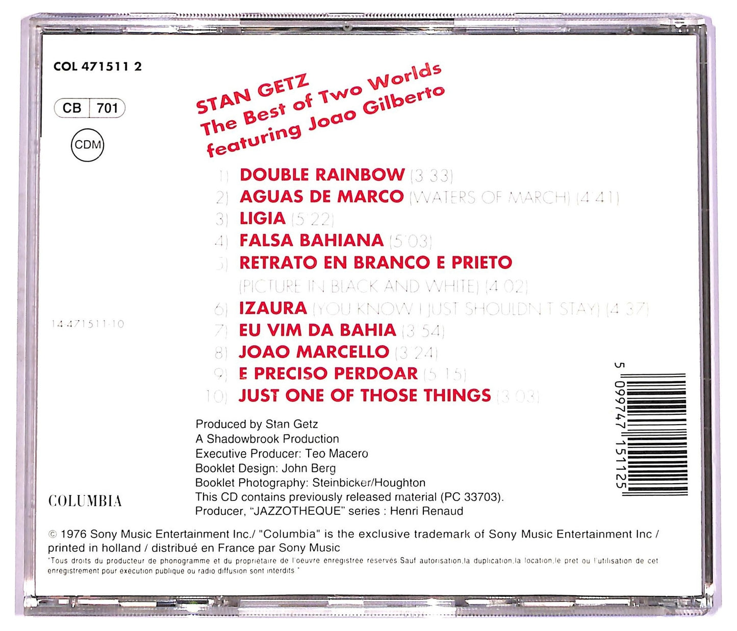 EBOND Stan Getz Featuring Joao Gilberto - The Best Of Two Worlds CD CD078609