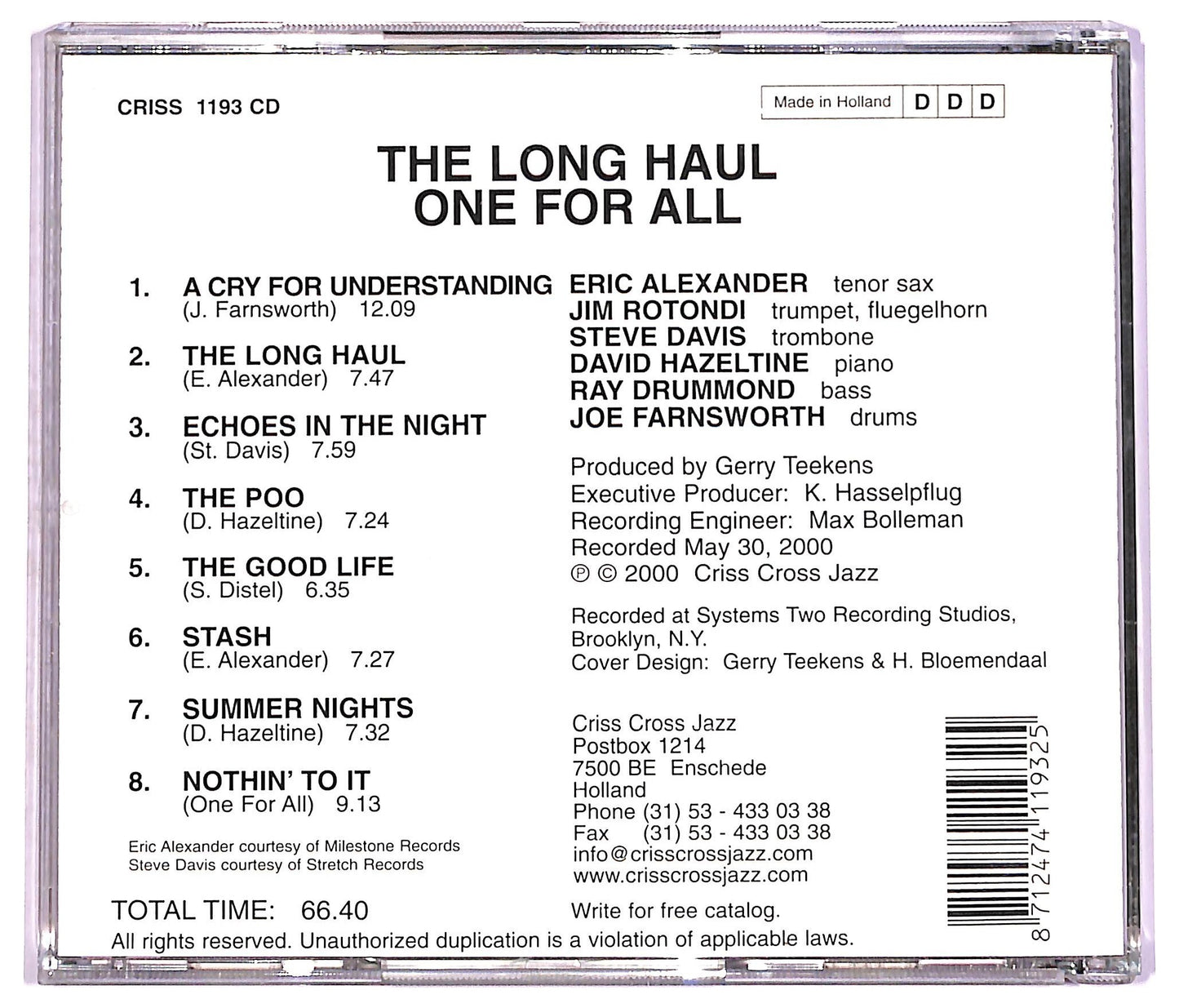 EBOND ONE4ALL - The Long Haul CD CD078637
