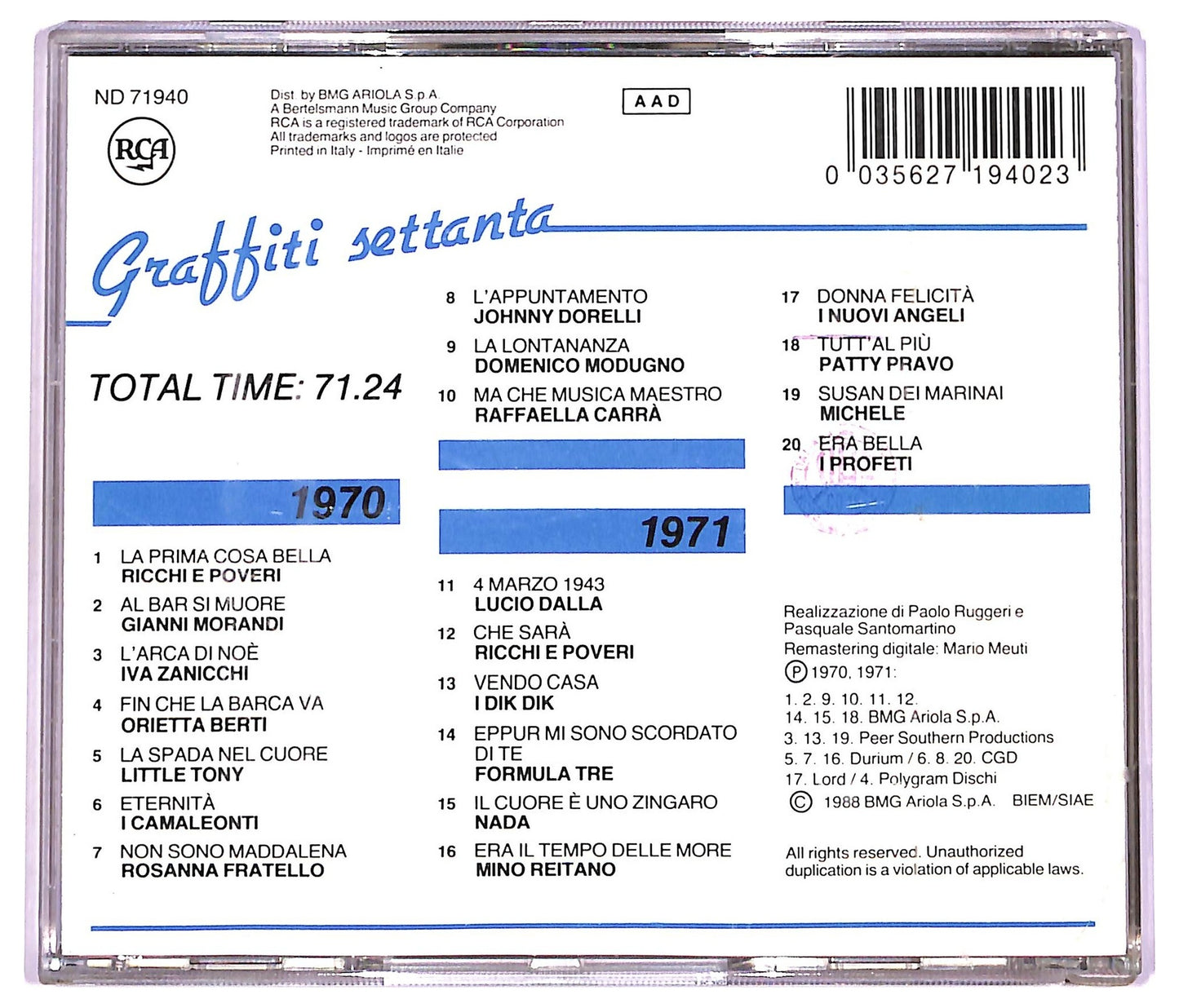 EBOND Various - Graffiti Settanta 1970 - 1971 CD CD078912