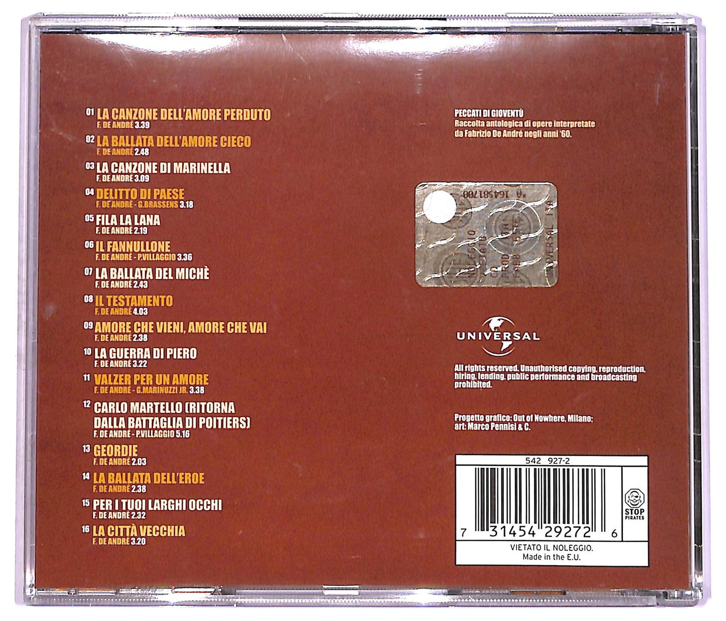 EBOND Fabrizio De Andre - Peccati Di Gioventu CD CD079023