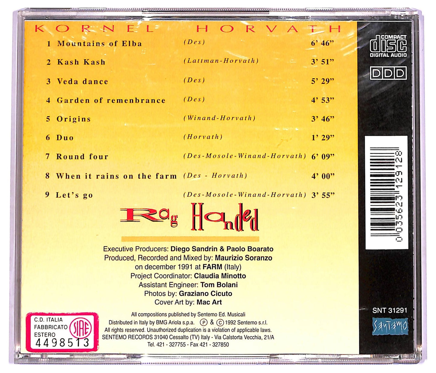 EBOND Kornel Horvath - Rag Handed CD CD079116