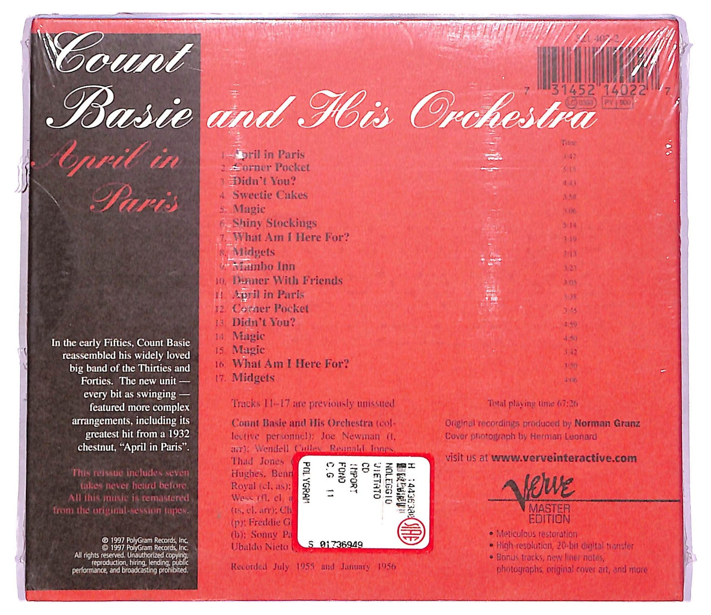 EBOND Count Basie And His Orchestra - April In Paris CD CD079144