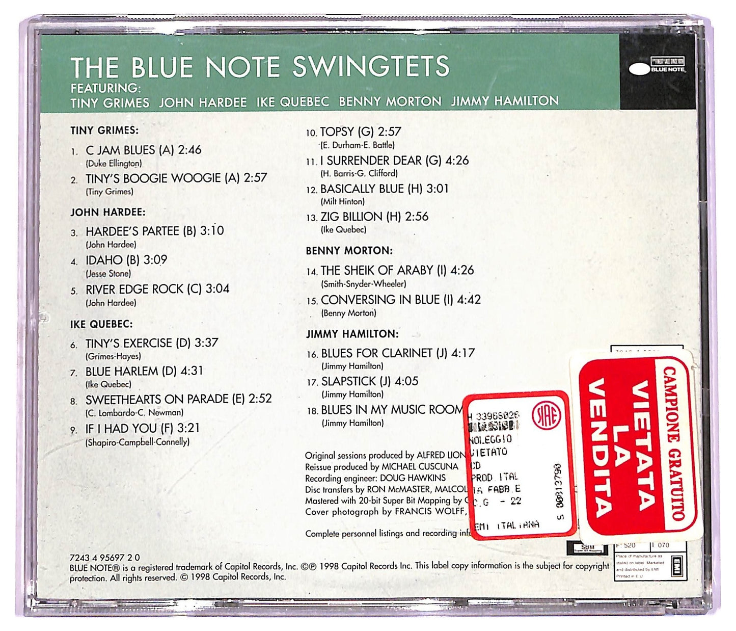 EBOND Various Feat Tiny Grimes - The Blue Note Swingtets CD CD079235