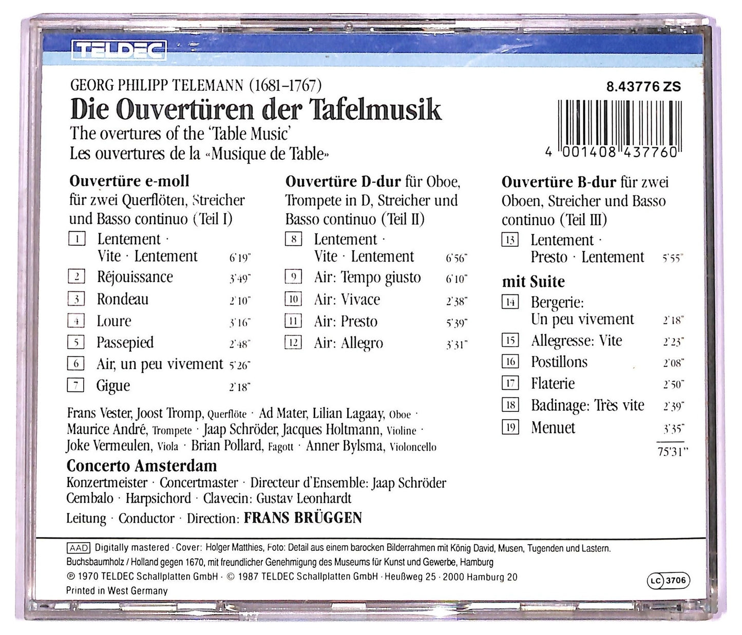 EBOND Georg Philipp Telemann - Die Ouverturen Der Tafelmusik CD CD079237