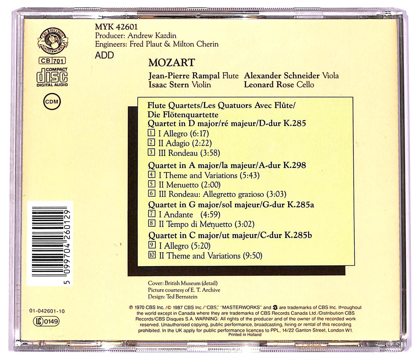 EBOND Mozart - Complete Flute Quartets CD CD079244