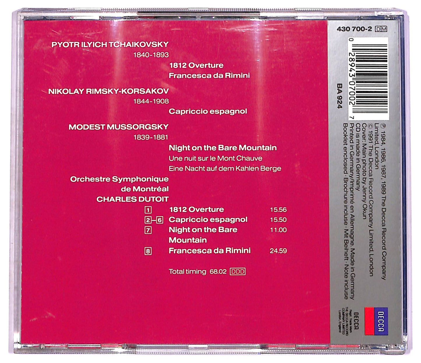 EBOND Tchaikovsky - Francesca Da Rimini - 1812 Overture CD CD080027