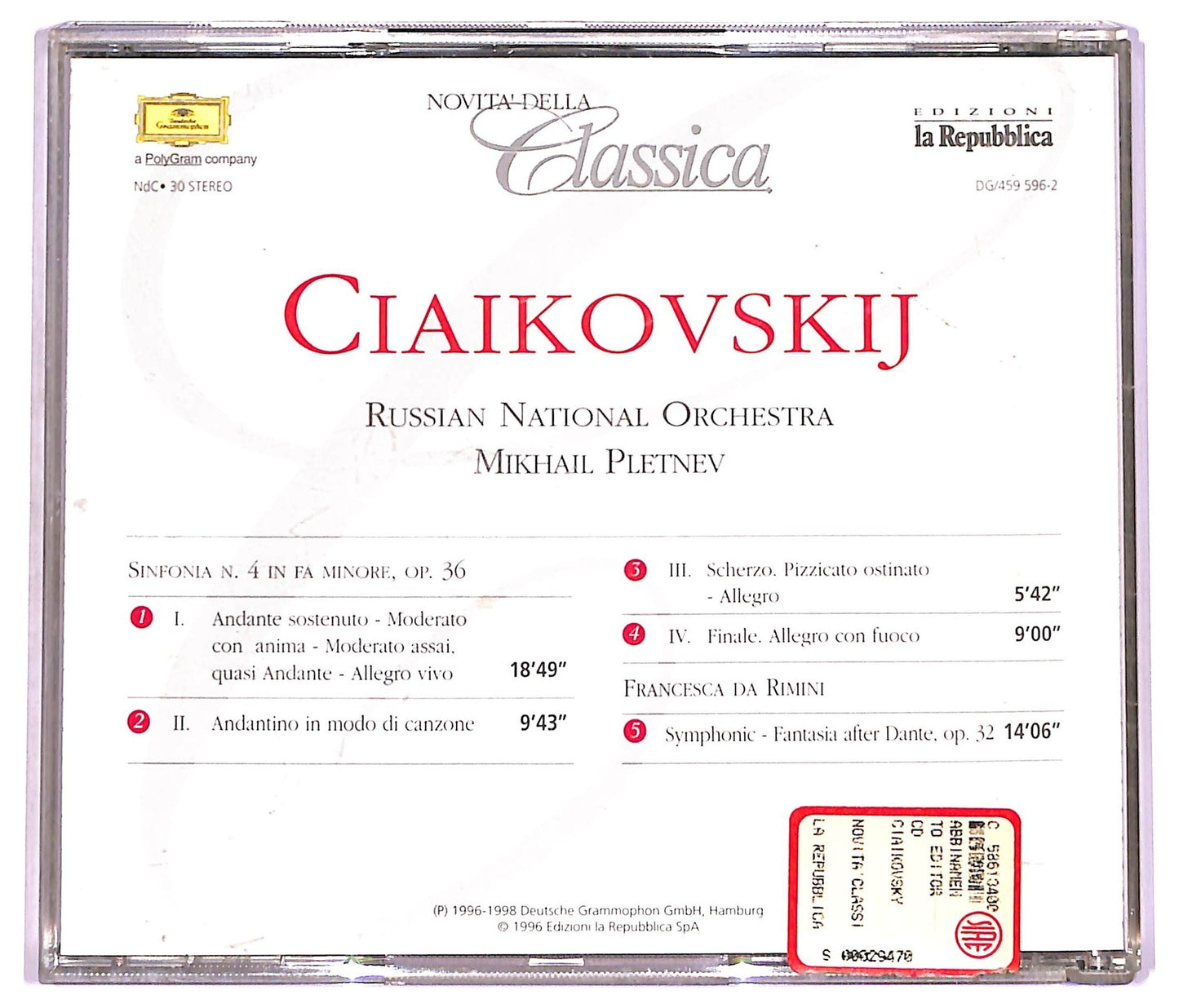 EBOND Ciaikovskij - Sinfonia N. 4 Francesca Da Rimini CD CD080113
