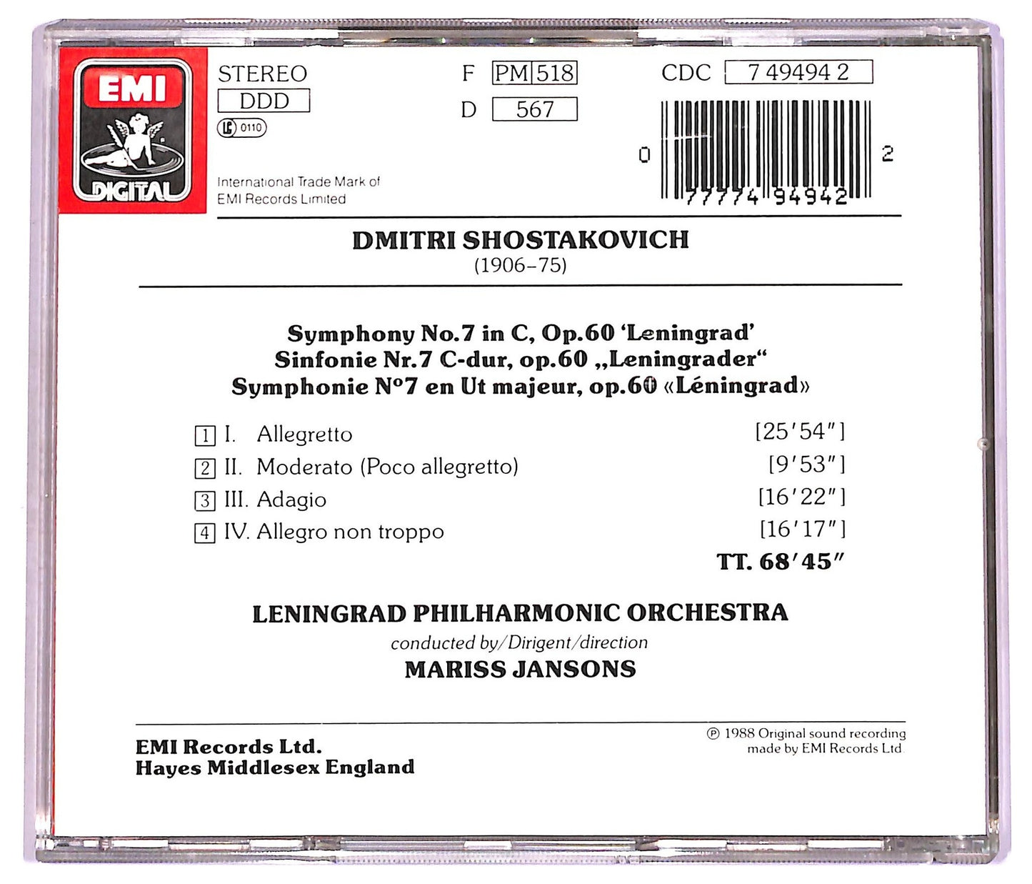 EBOND Shostakovich - Symphony No. 7 Leningrad CD CD080130