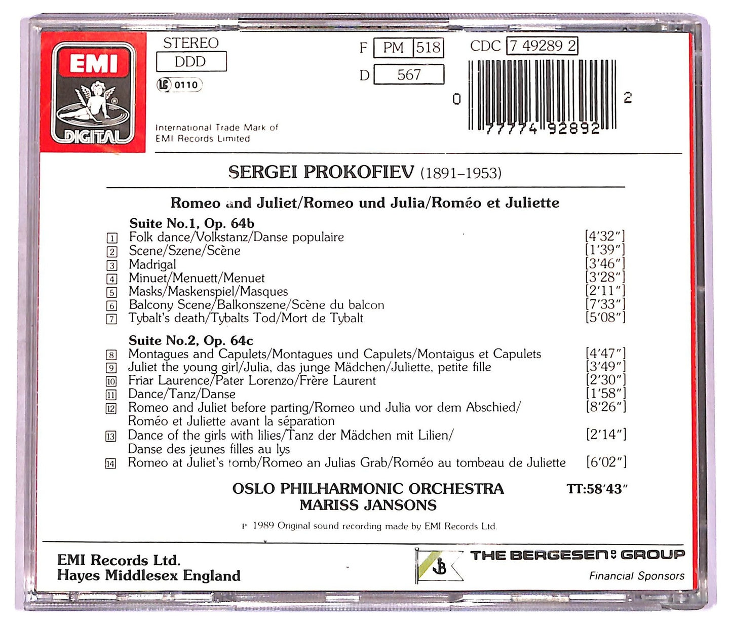 EBOND Prokofiev - Romeo And Juliet Suites Nos 1 & 2 CD CD080243