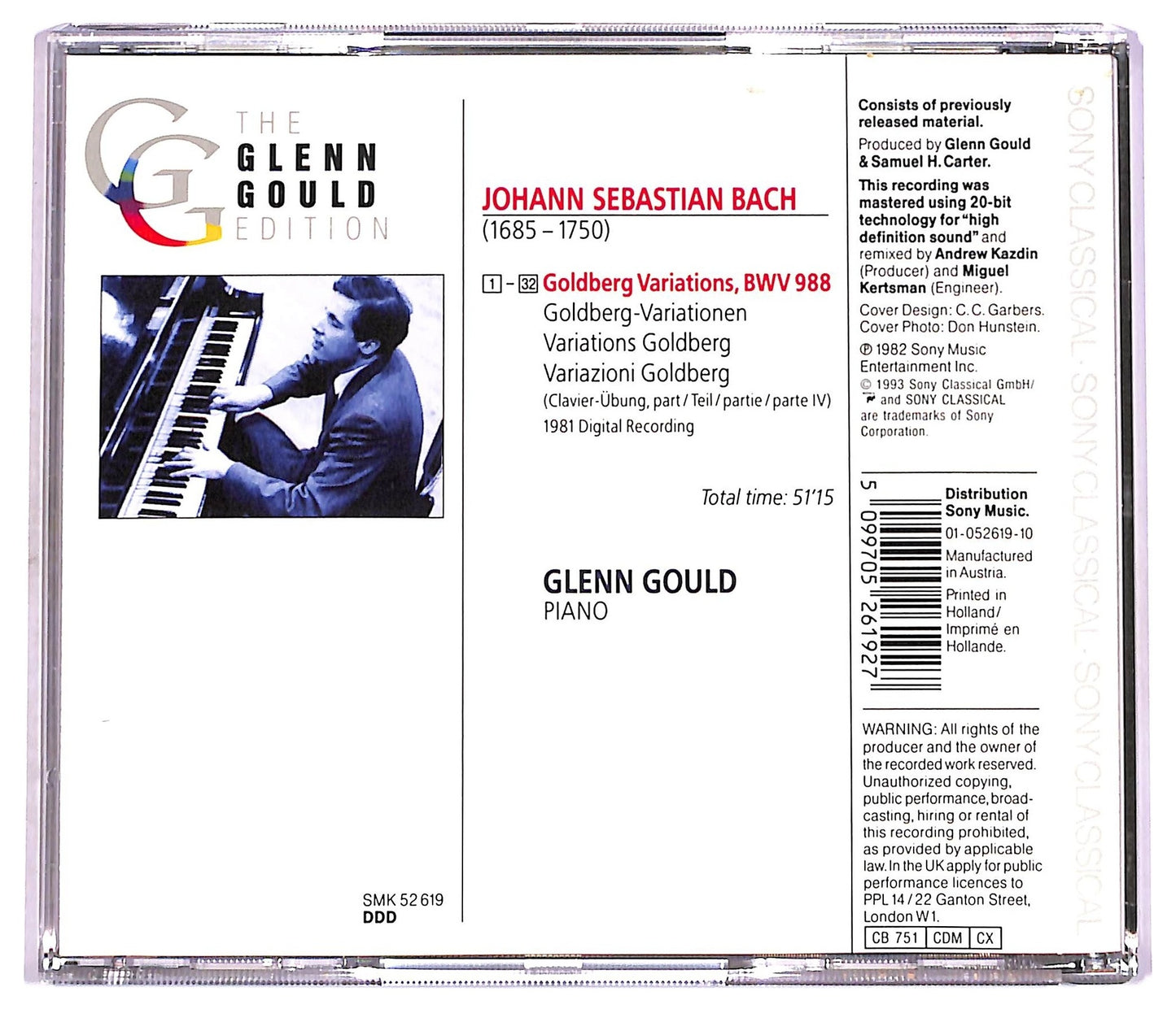 EBOND J. S. Bach Glenn Gould - Goldberg Variations BWV 988 CD CD080252