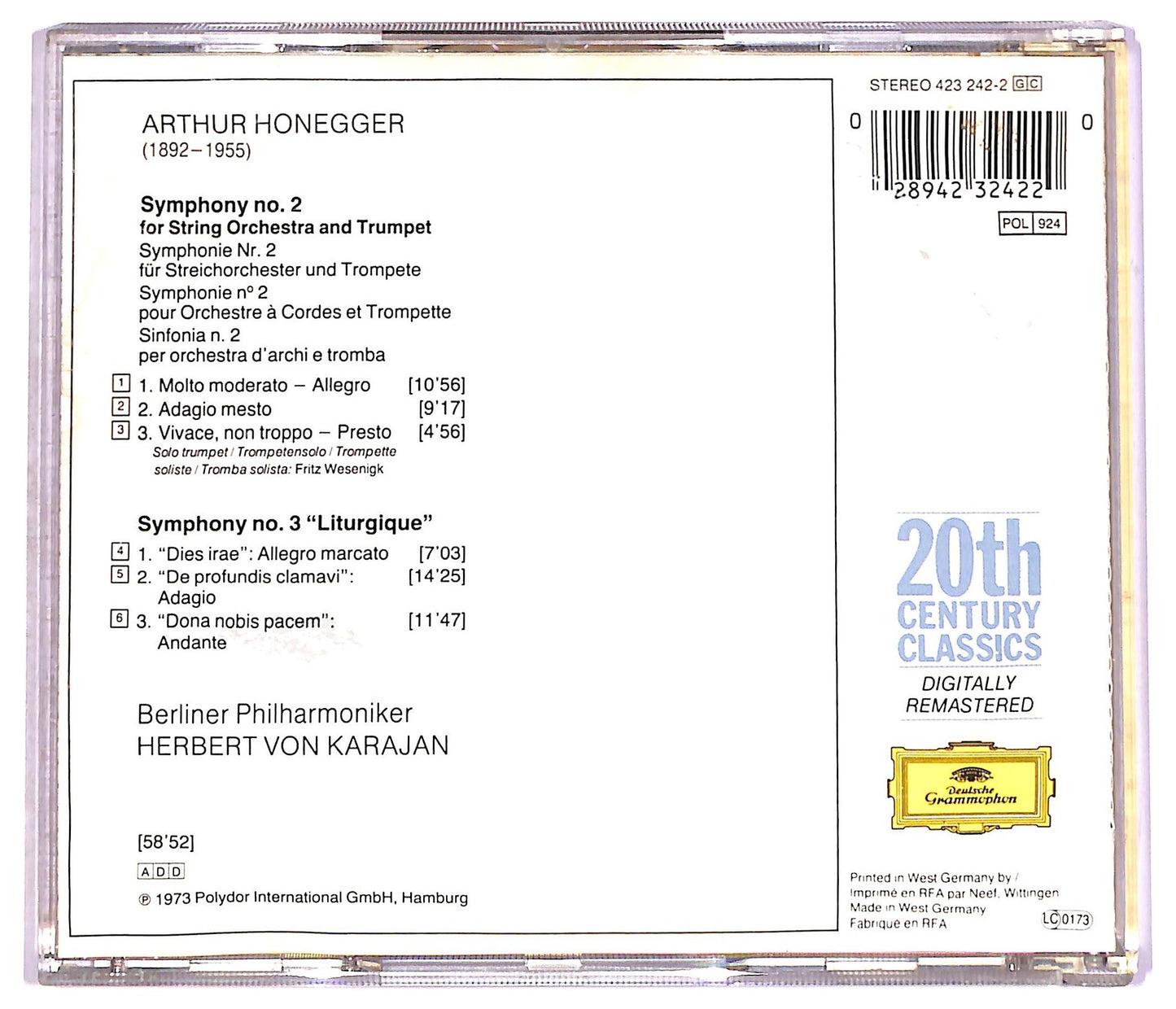 EBOND Honegger - Symphony No. 3 Liturgique Symphony No. 2 CD CD080253