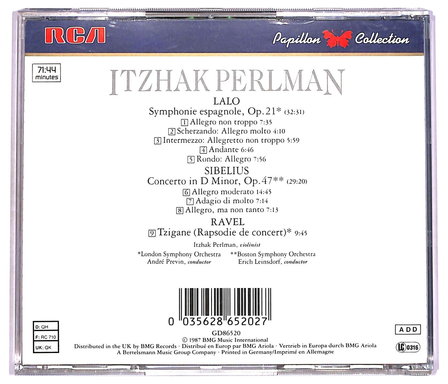 EBOND Itzhak Perlman - Lalo Symphonie Espagnole, Op. 21. Sibelius CD CD080312
