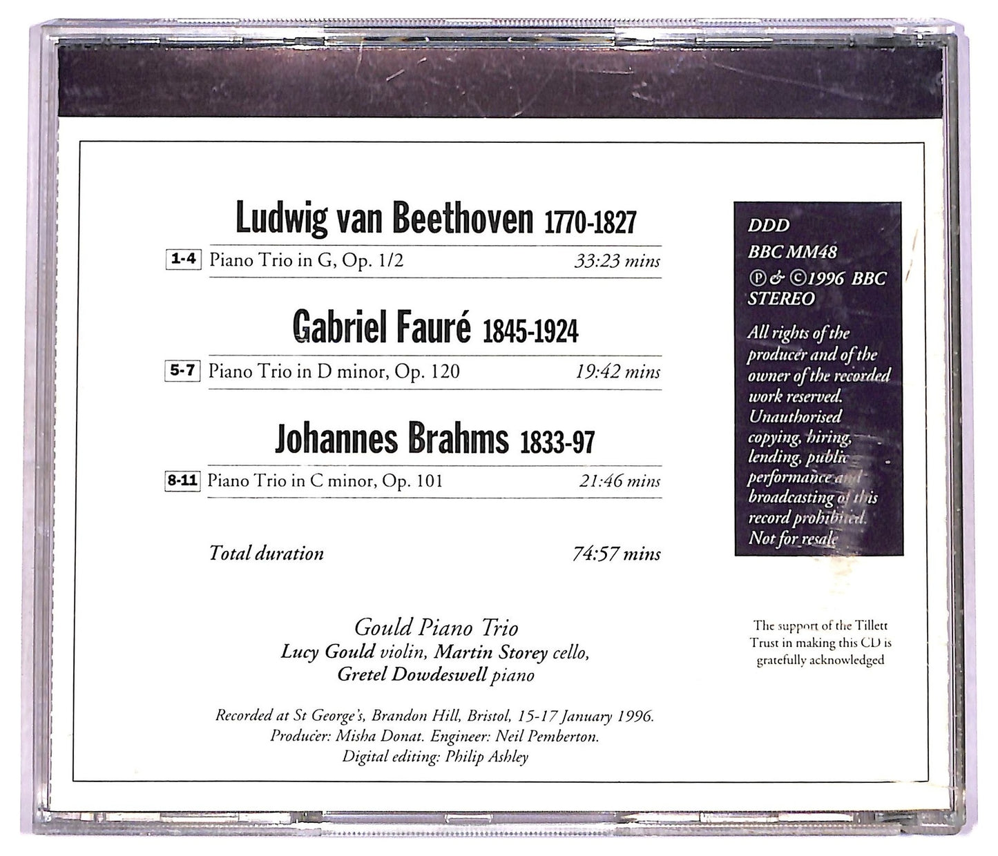EBOND Beethoven Faure Brahms - Gould piano trio CD CD080330
