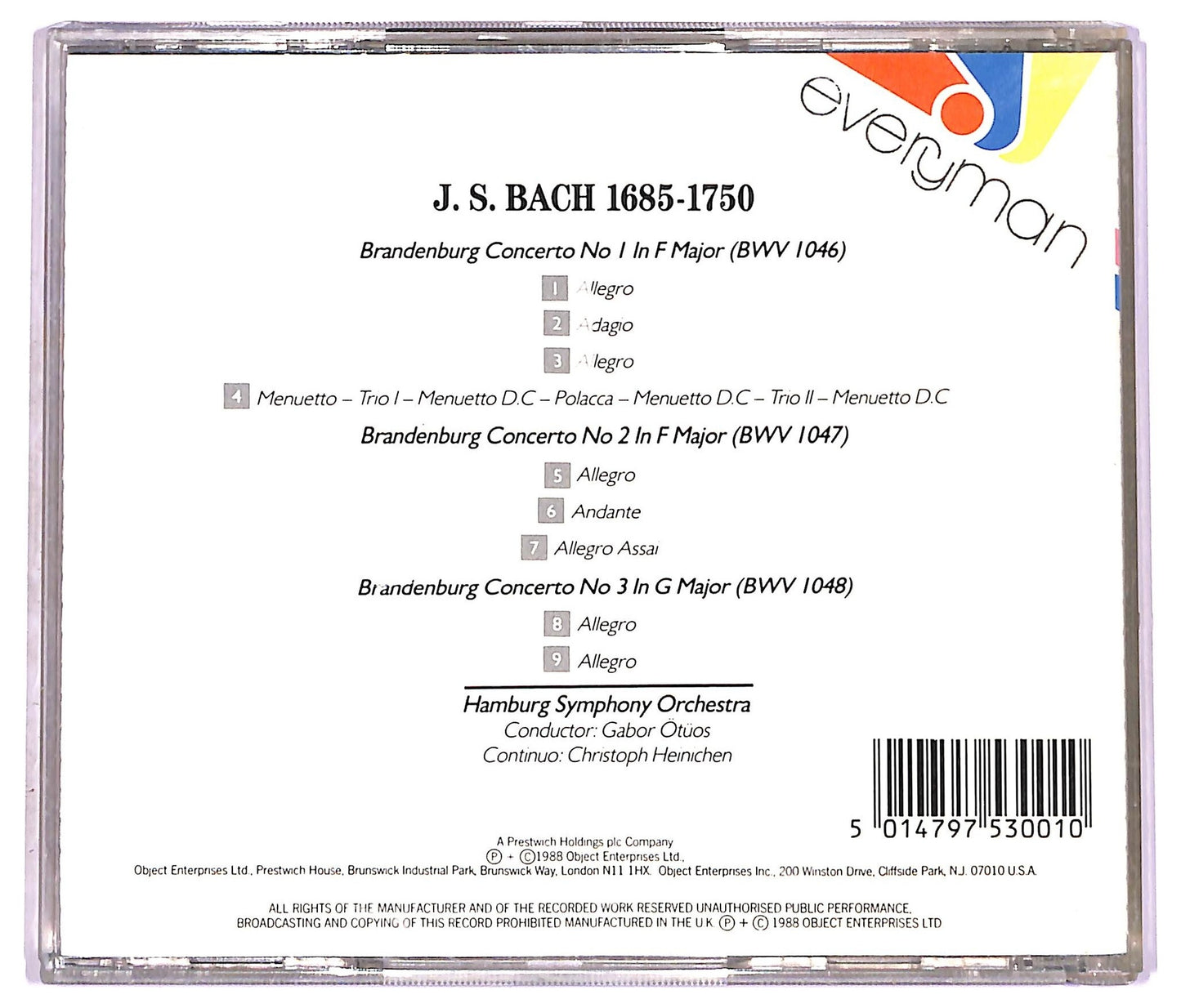 EBOND Bach - Brandenburg Concertos 1, 2, 3 CD CD080344