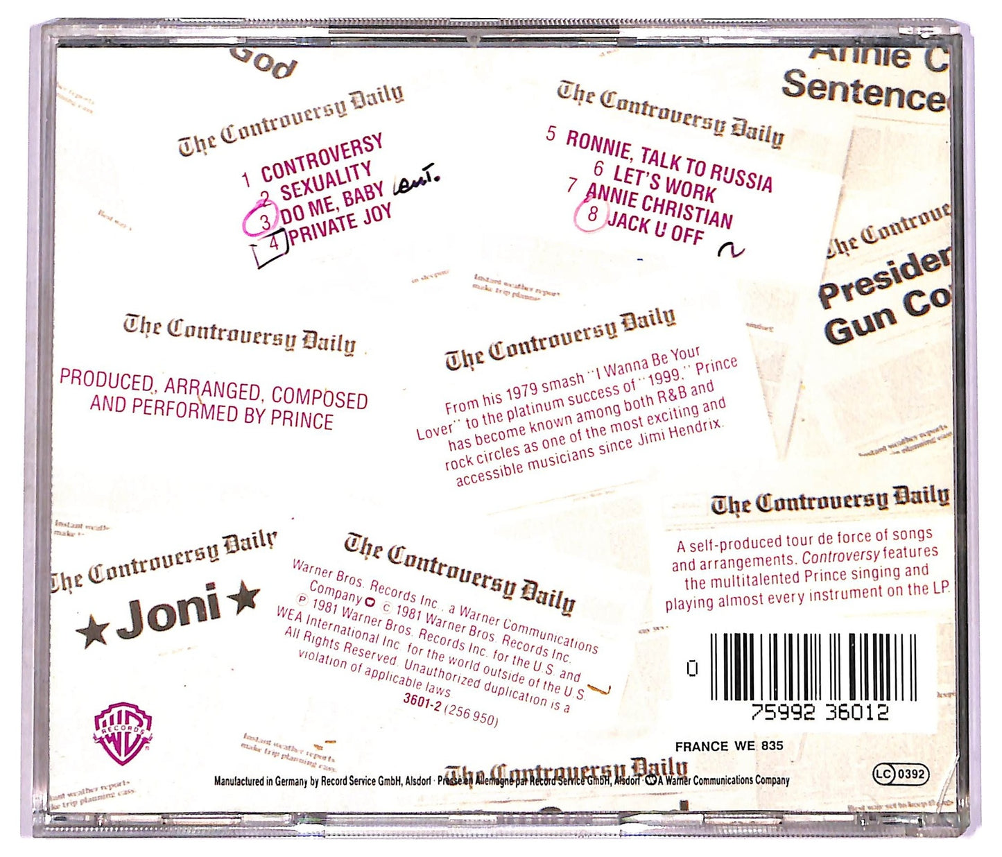 EBOND Prince - Controversy CD CD080435