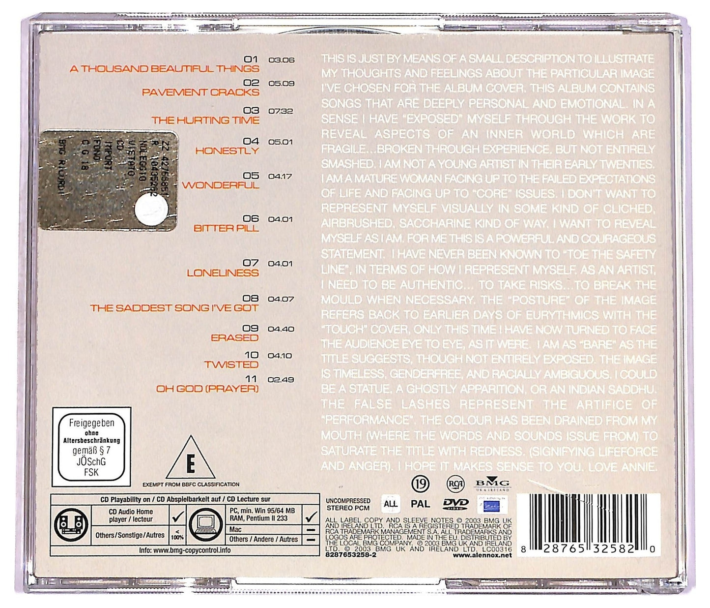 EBOND Annie Lennox - Bare + DVD CD CD080550