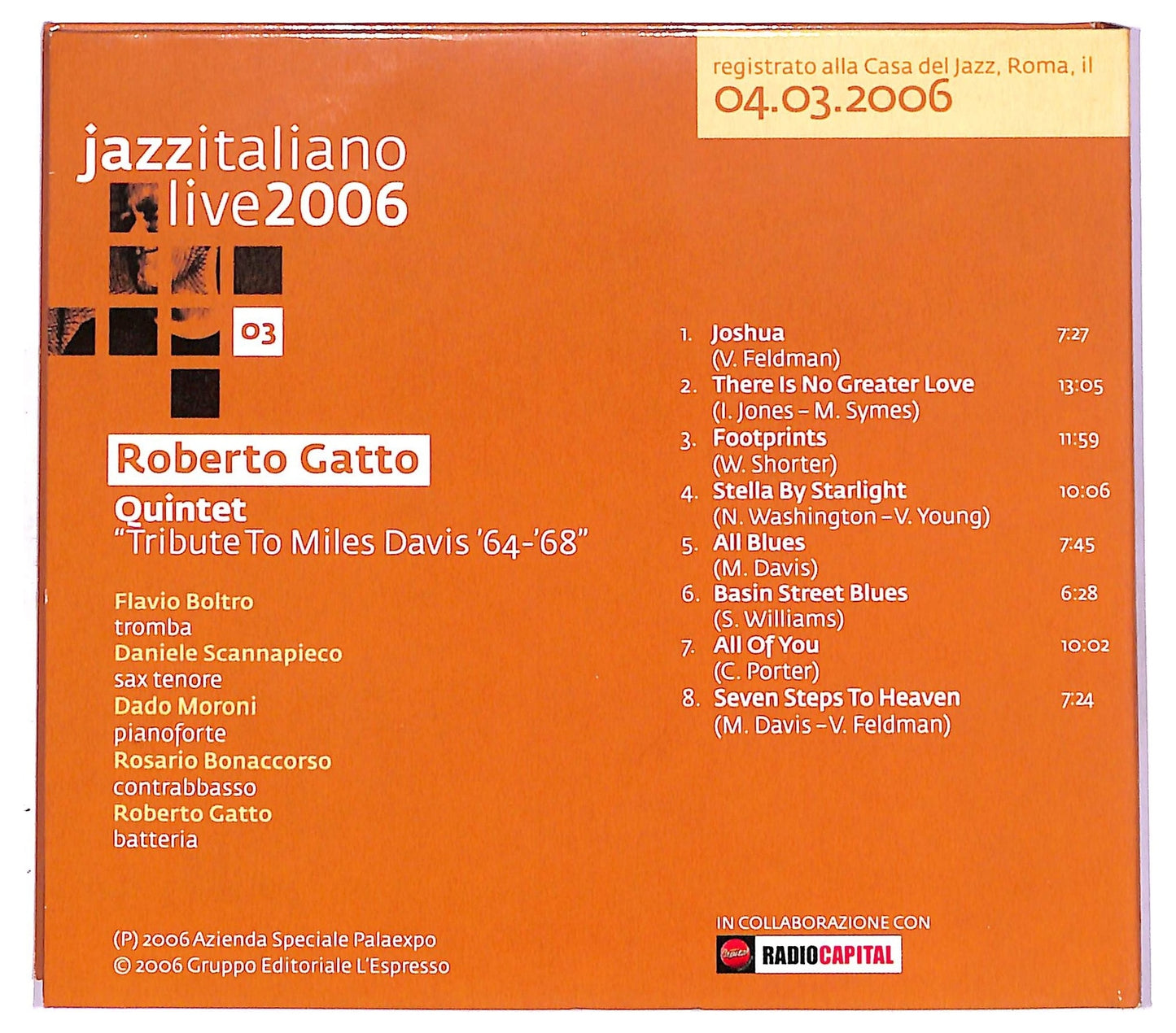 EBOND Roberto Gatto - Jazzitaliano Live 2006 CD CD080716