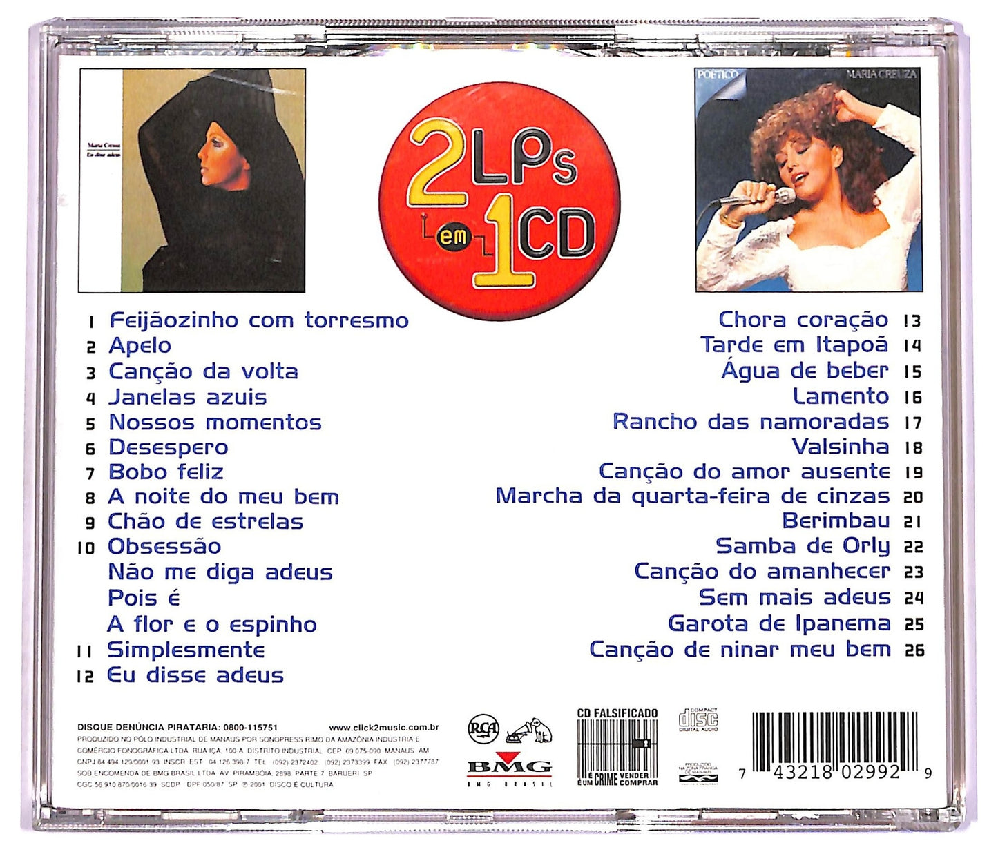 EBOND Maria Creuza - 2 Lps Em 1Poetico Eu Disse Adeus CD CD080836