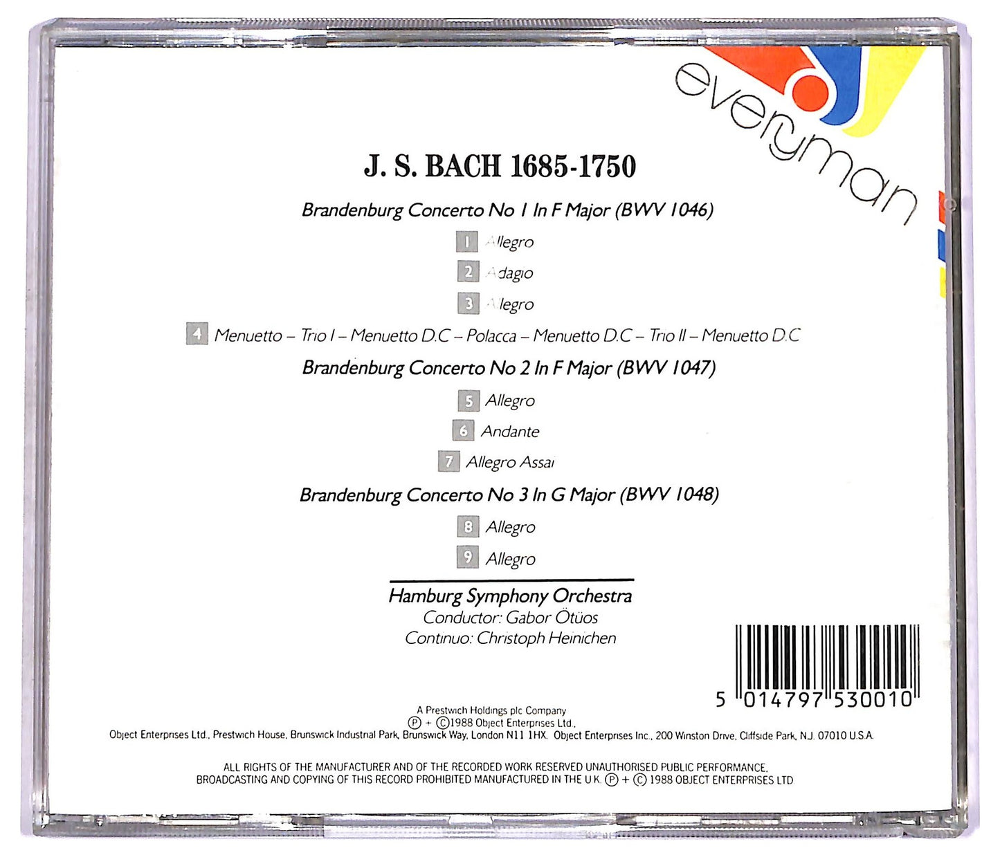 EBOND Bach - Brandenburg Concertos 1 2 3 CD CD081249