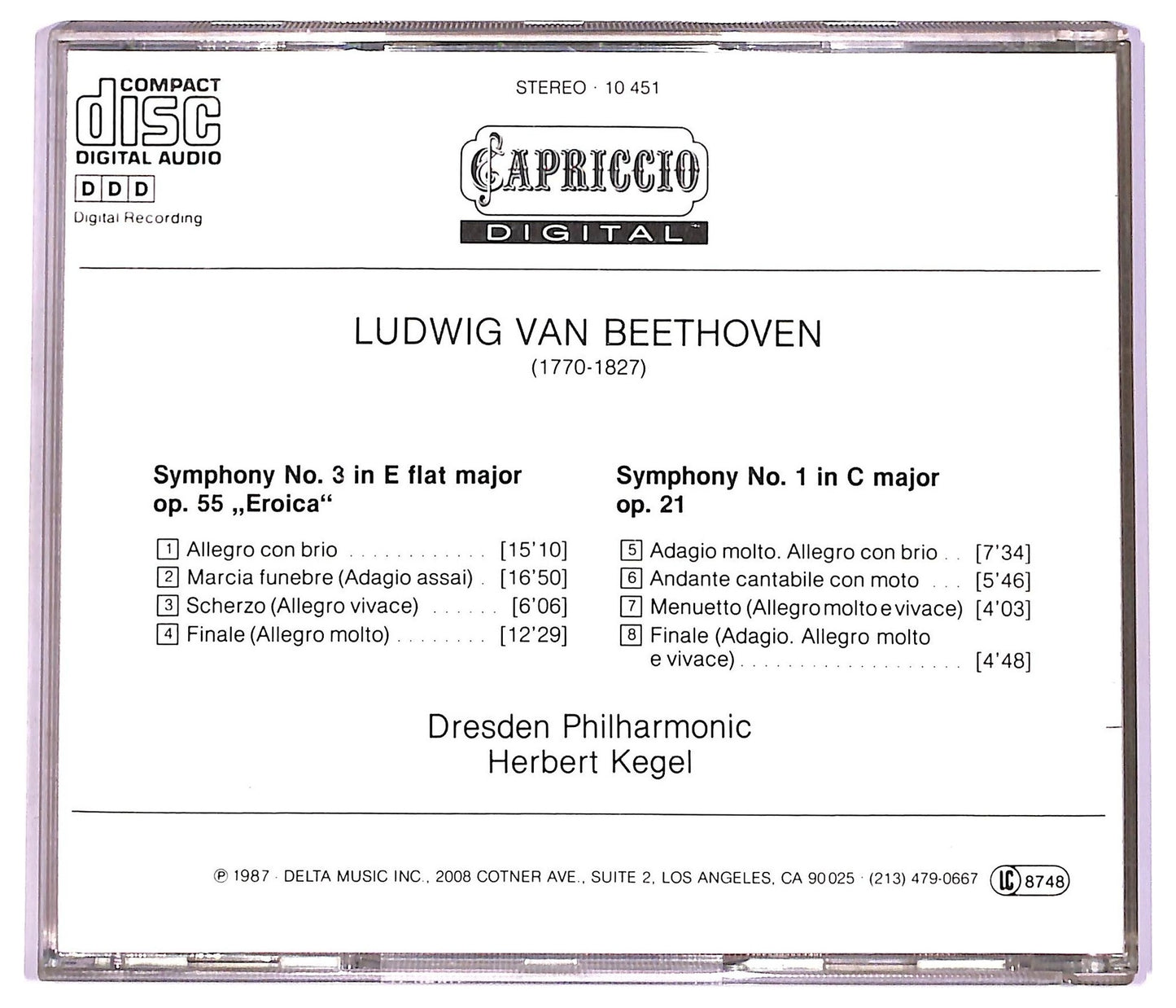EBOND Beethoven - Symphony No.3 'Eroica' Symphony No.1 CD CD081328