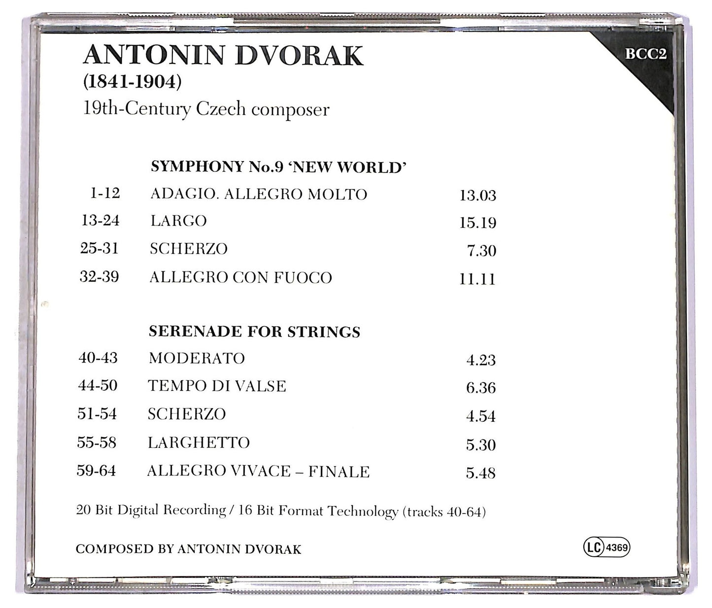 EBOND Dvorak - Symphony No.9 'New World', Serenade For Strings CD CD081533