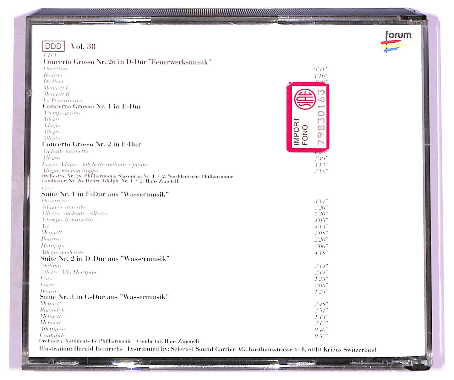 EBOND Handel - Feuerwerksmusik Wassermusik Concerto Grosso CD CD081829