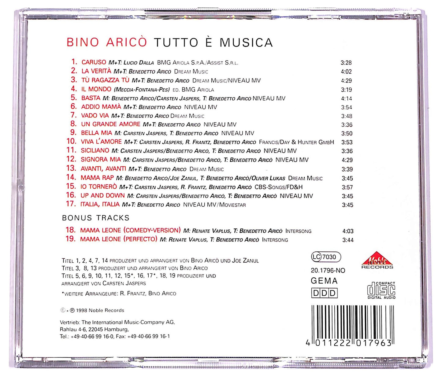 EBOND Bino Arico - tutto e musica CD CD081860
