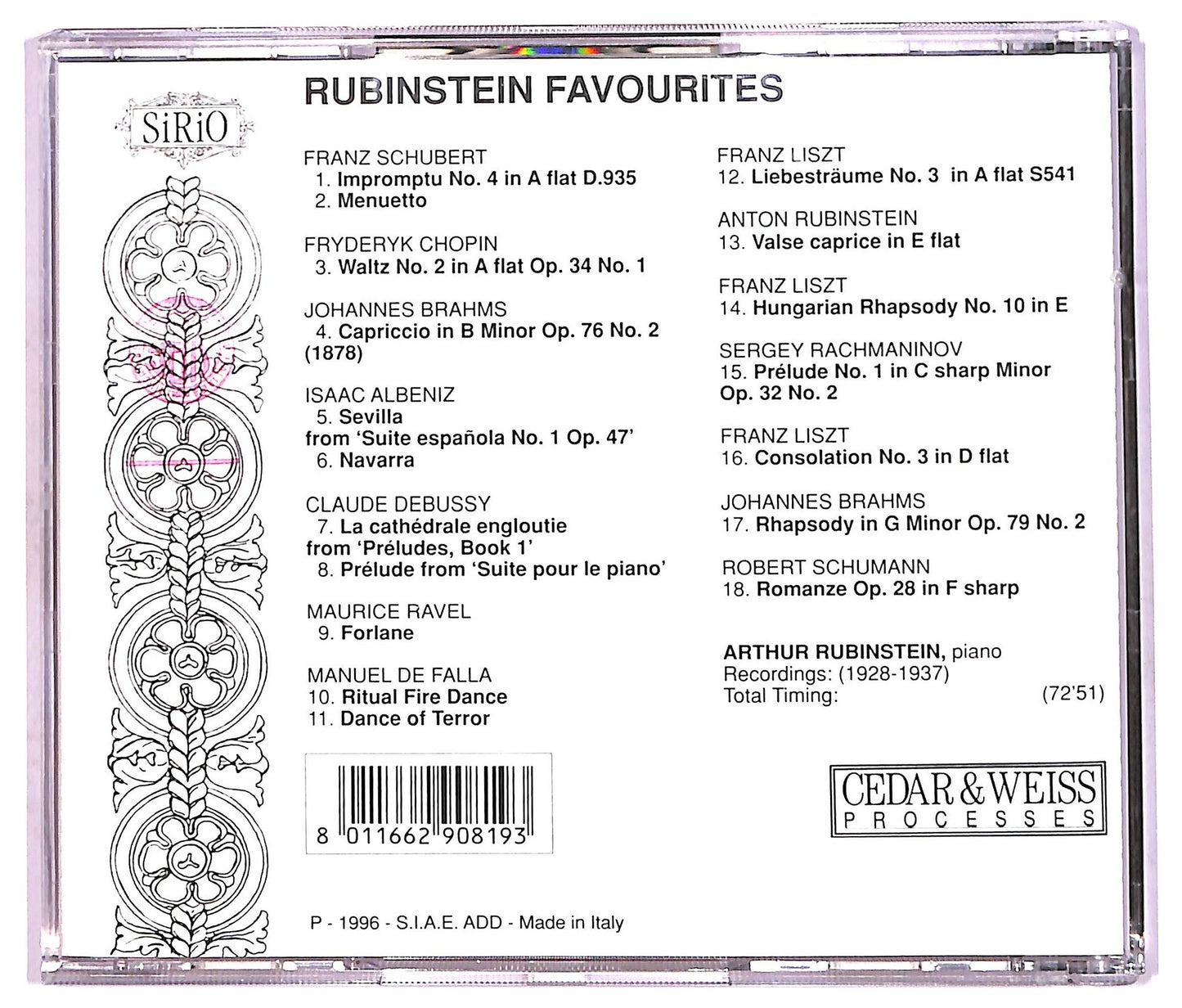 EBOND Arthur Rubinstein - Rubinstein Favourites CD CD082018