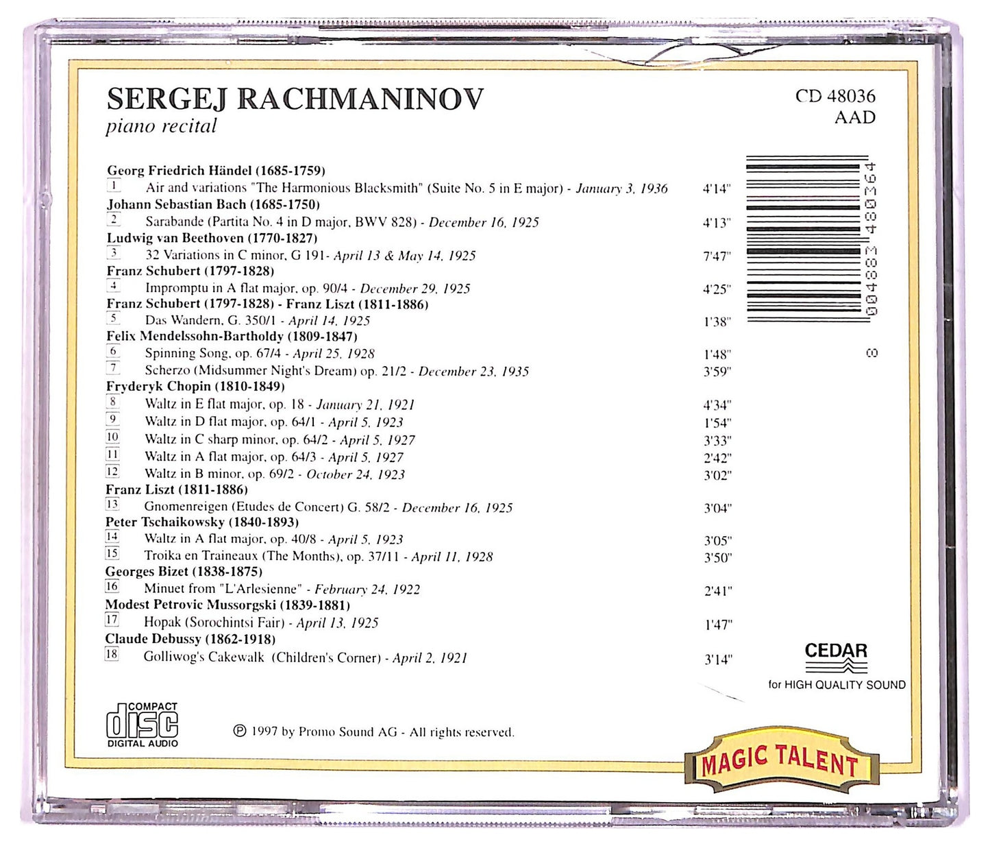 EBOND Sergej Rachmaninov - Piano Recital CD CD082021