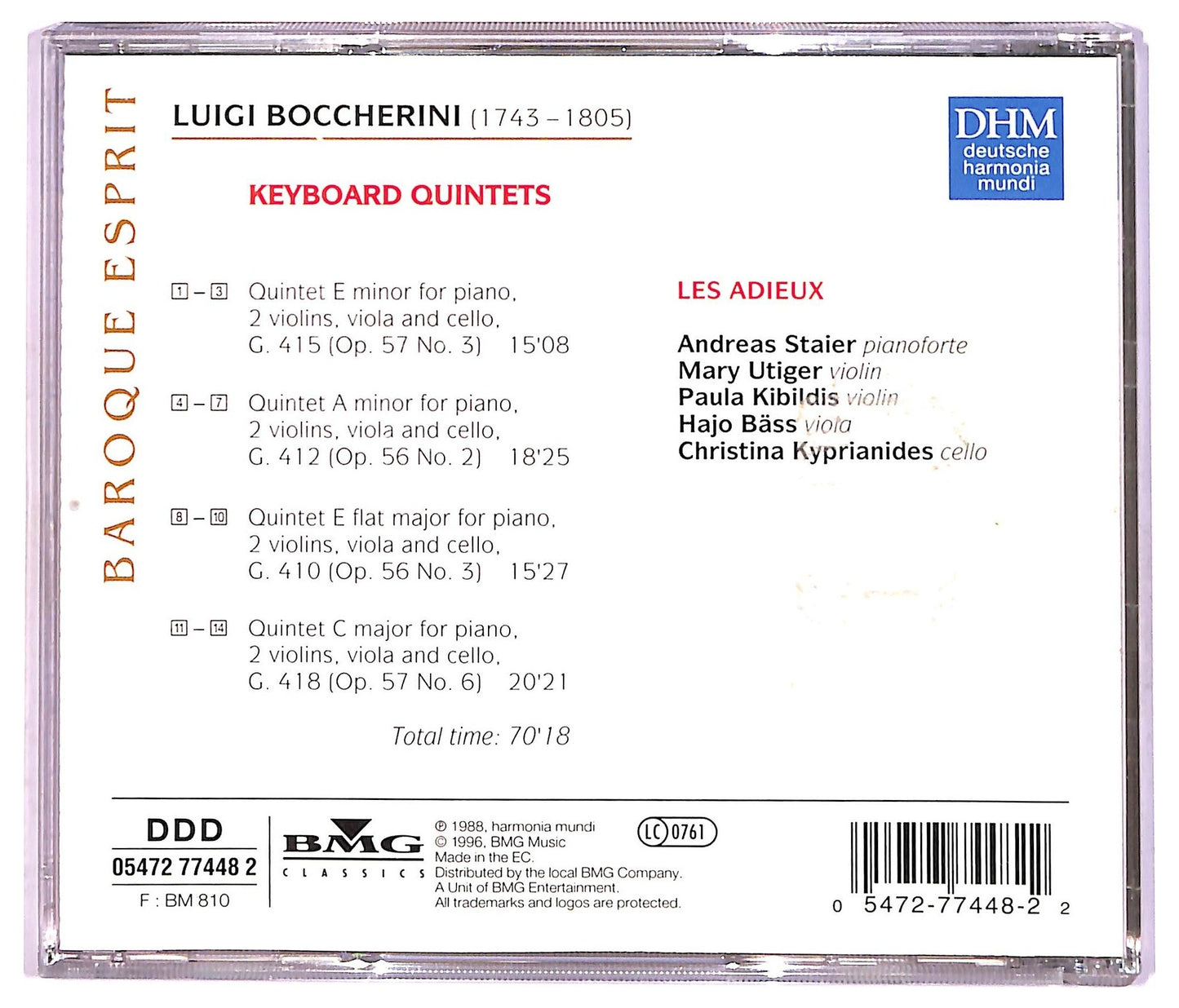 EBOND Luigi Boccherini - Keyboard Quintets CD CD082023