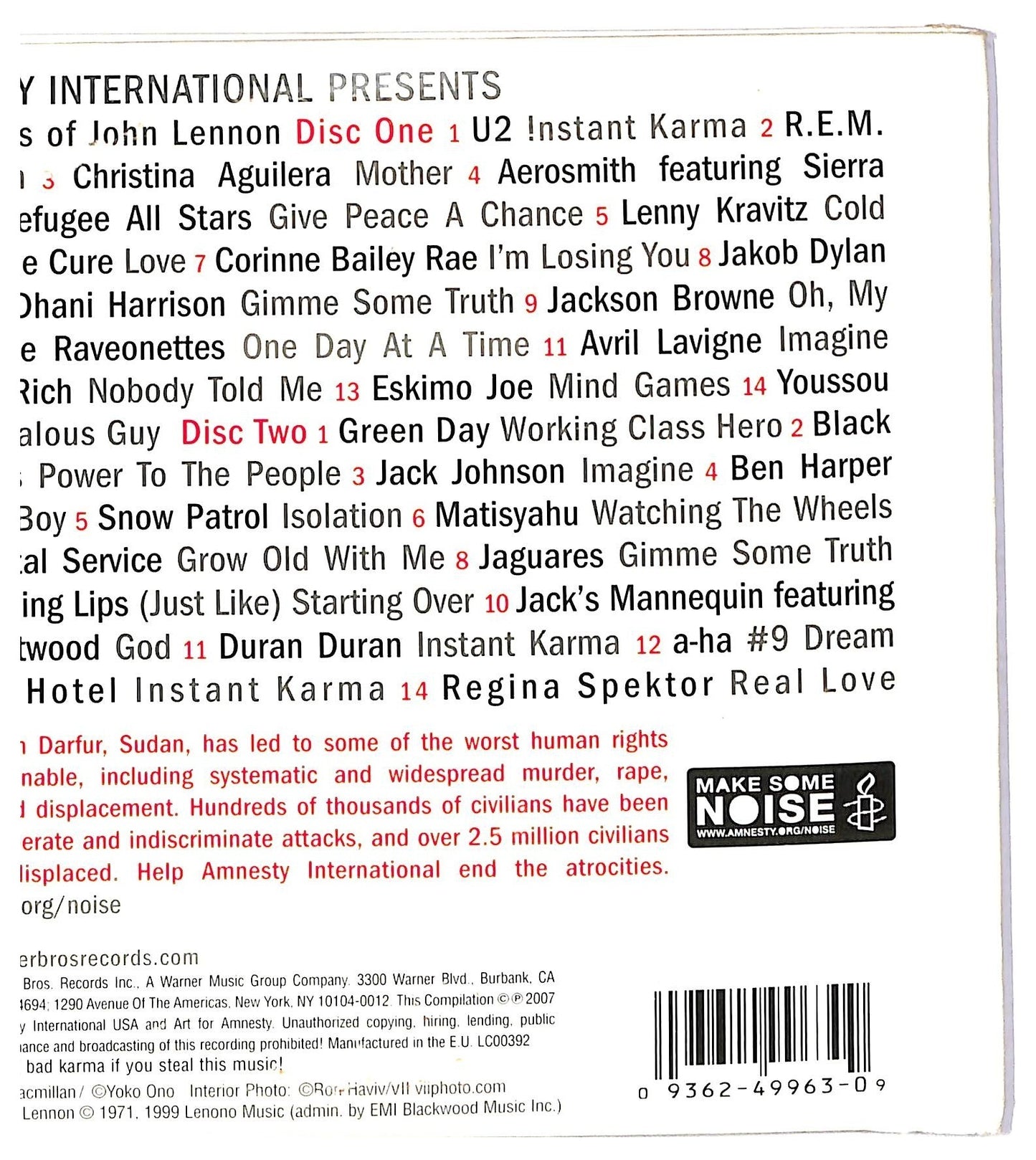 EBOND Make Some Noise - The Amnesty International Campaign To Save CD CD082117