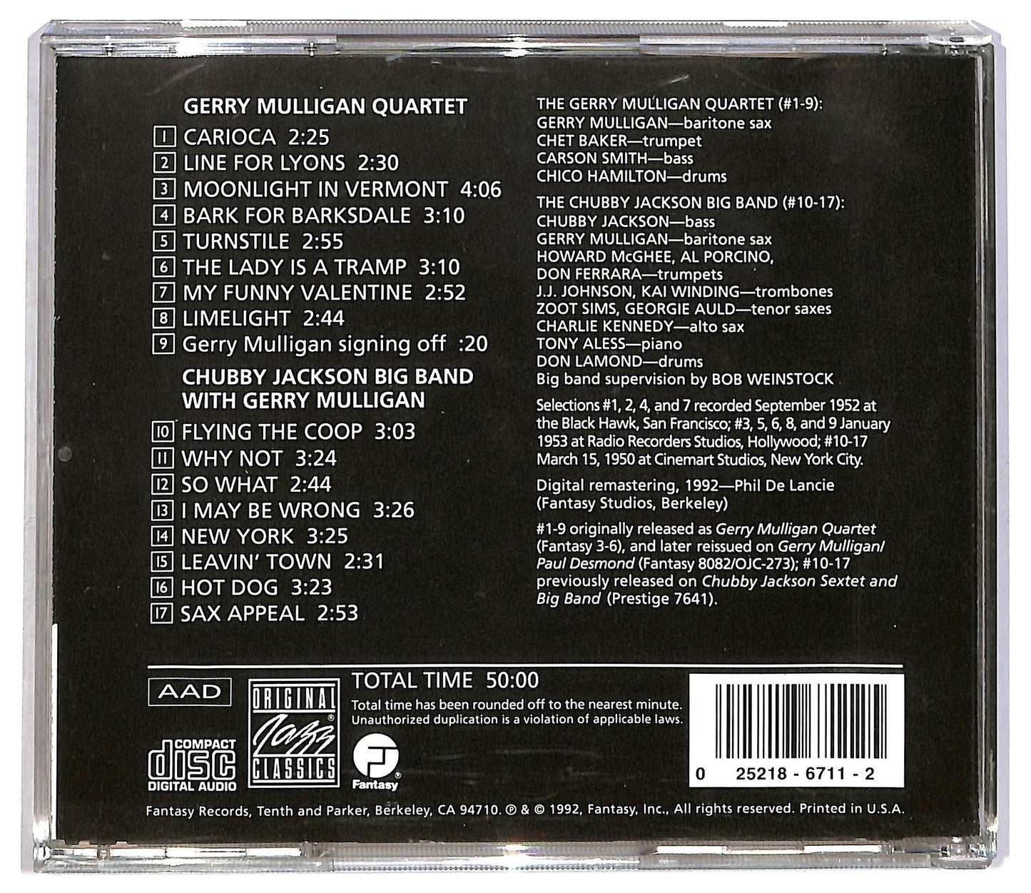 EBOND Gerry Mulligan Quartet - Chubby Jackson Big Band CD CD082142