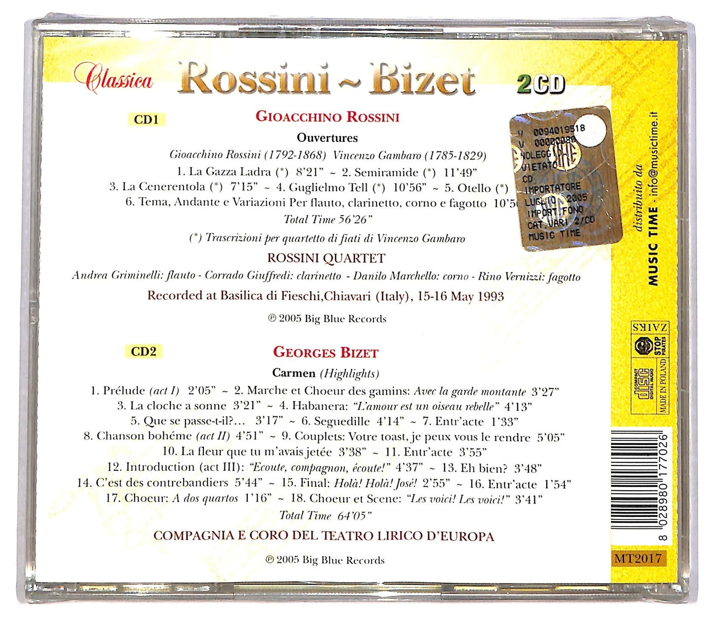 EBOND Rossini Bizet - Ouvertures Carmen CD CD083307