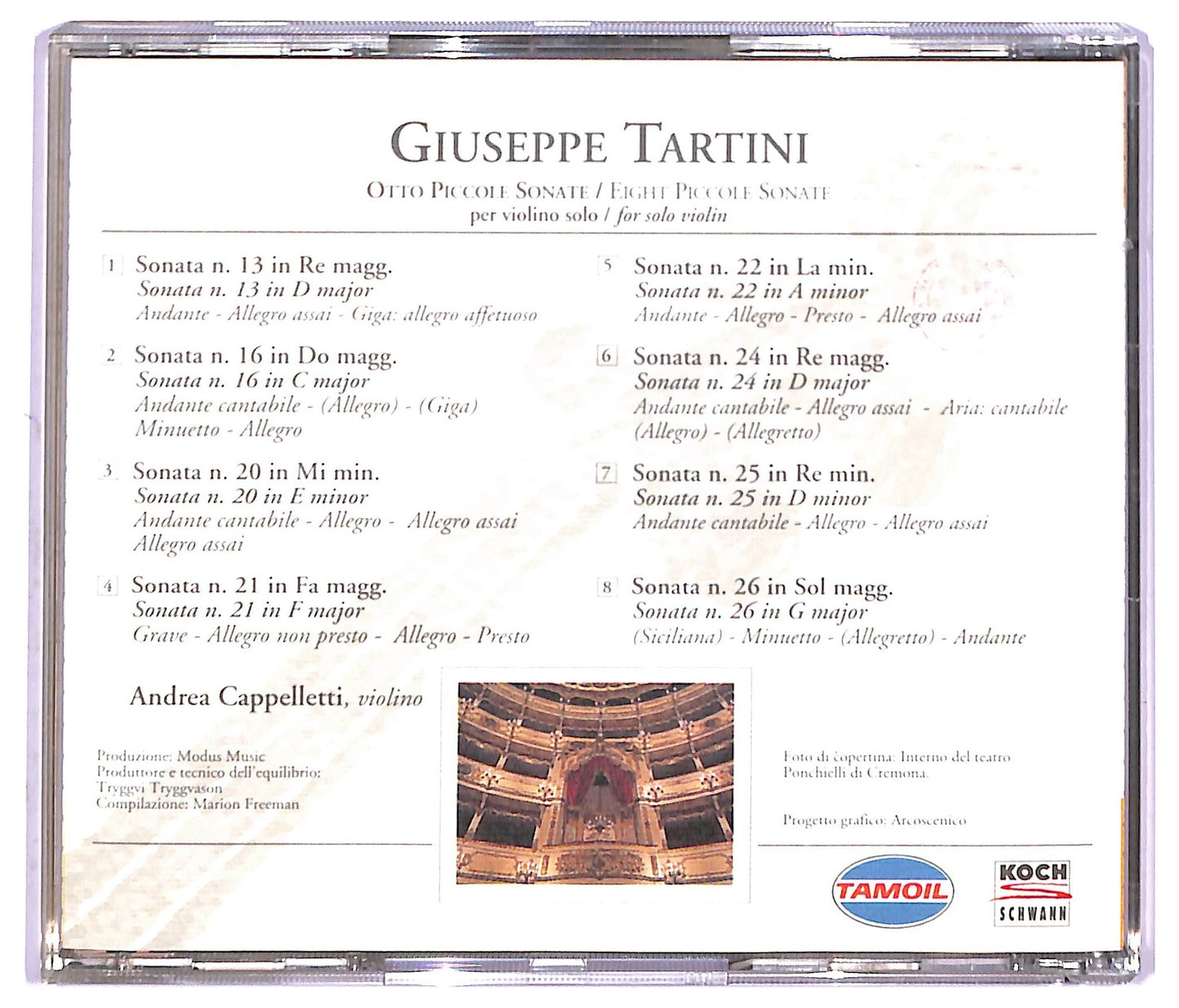 EBOND Giuseppe Tartini - Otto Piccole Sonate Per Violono Solo CD CD083923