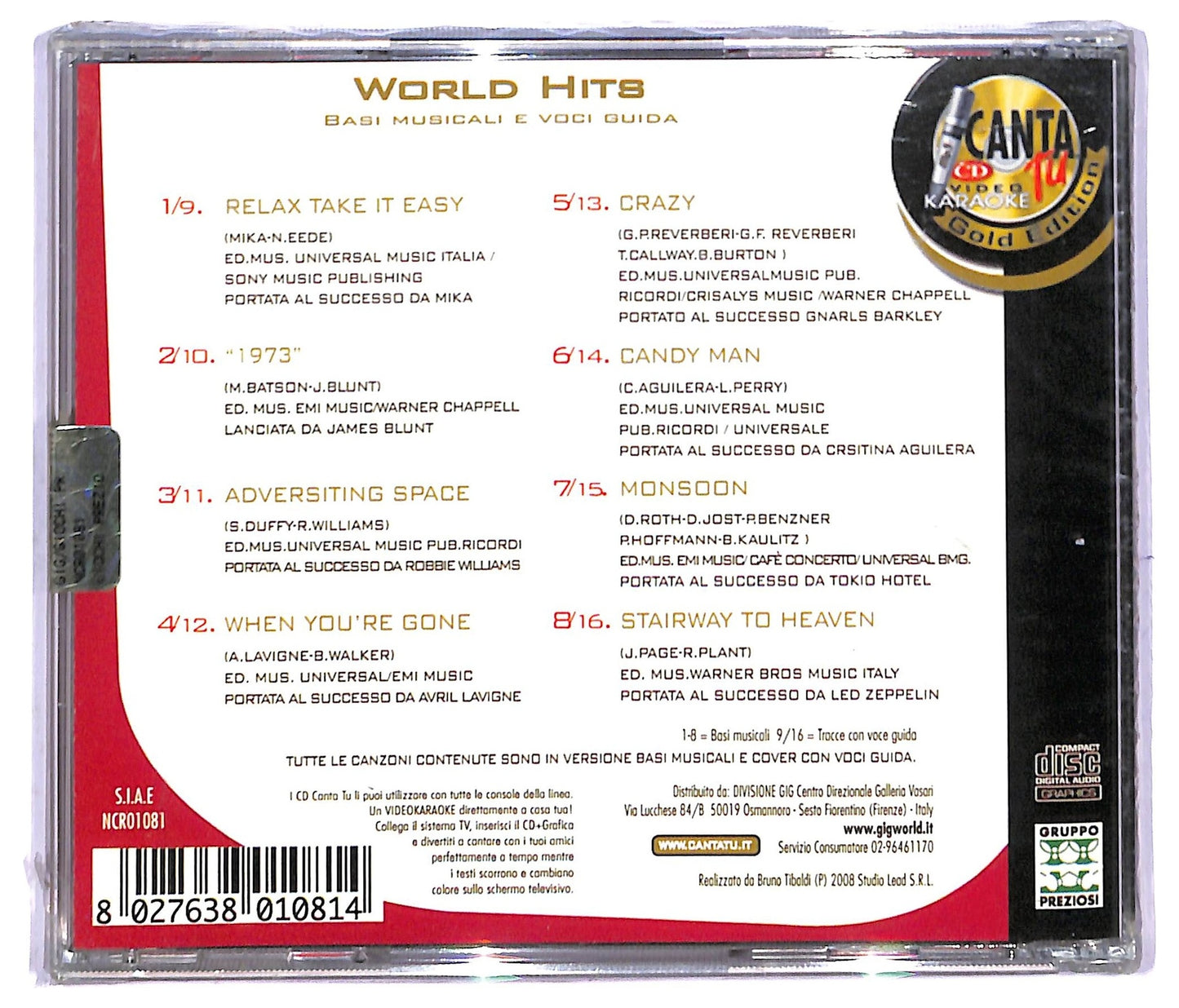 EBOND Various - world Hits basi musicali e voci guida - Karaoke CD CD084654