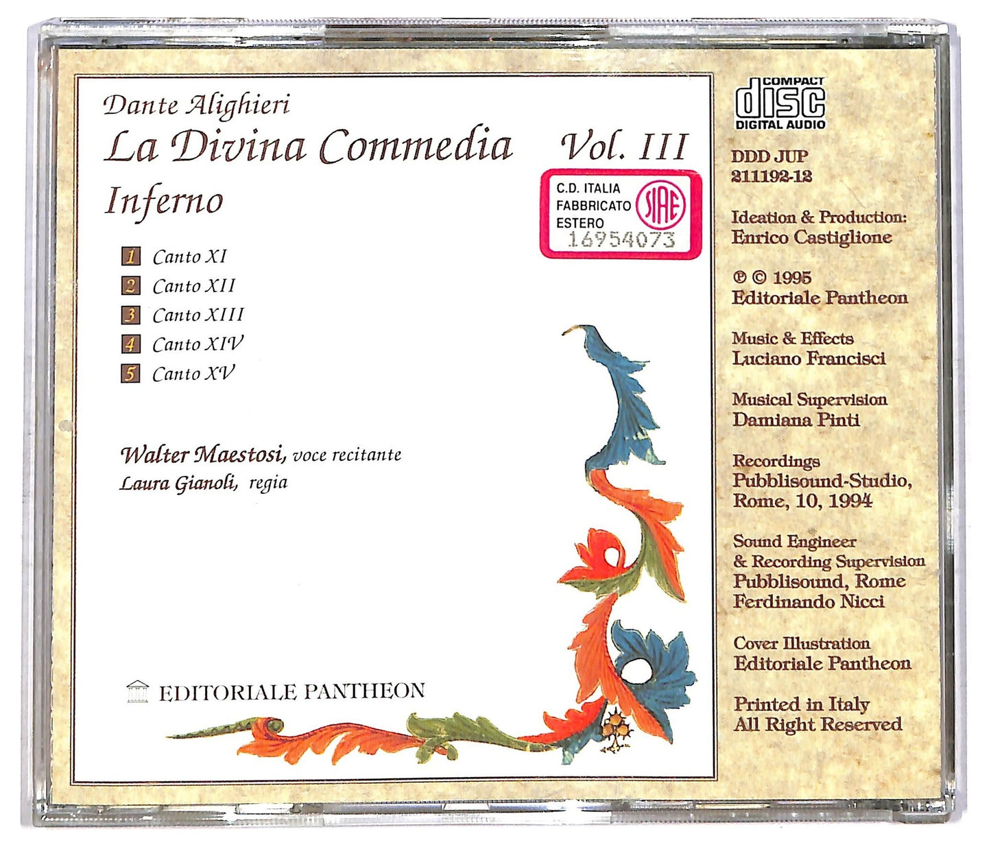 EBOND Dante Alighieri Walter Maestosi - La Divina Commedia Inferno vol.3 CD CD084938