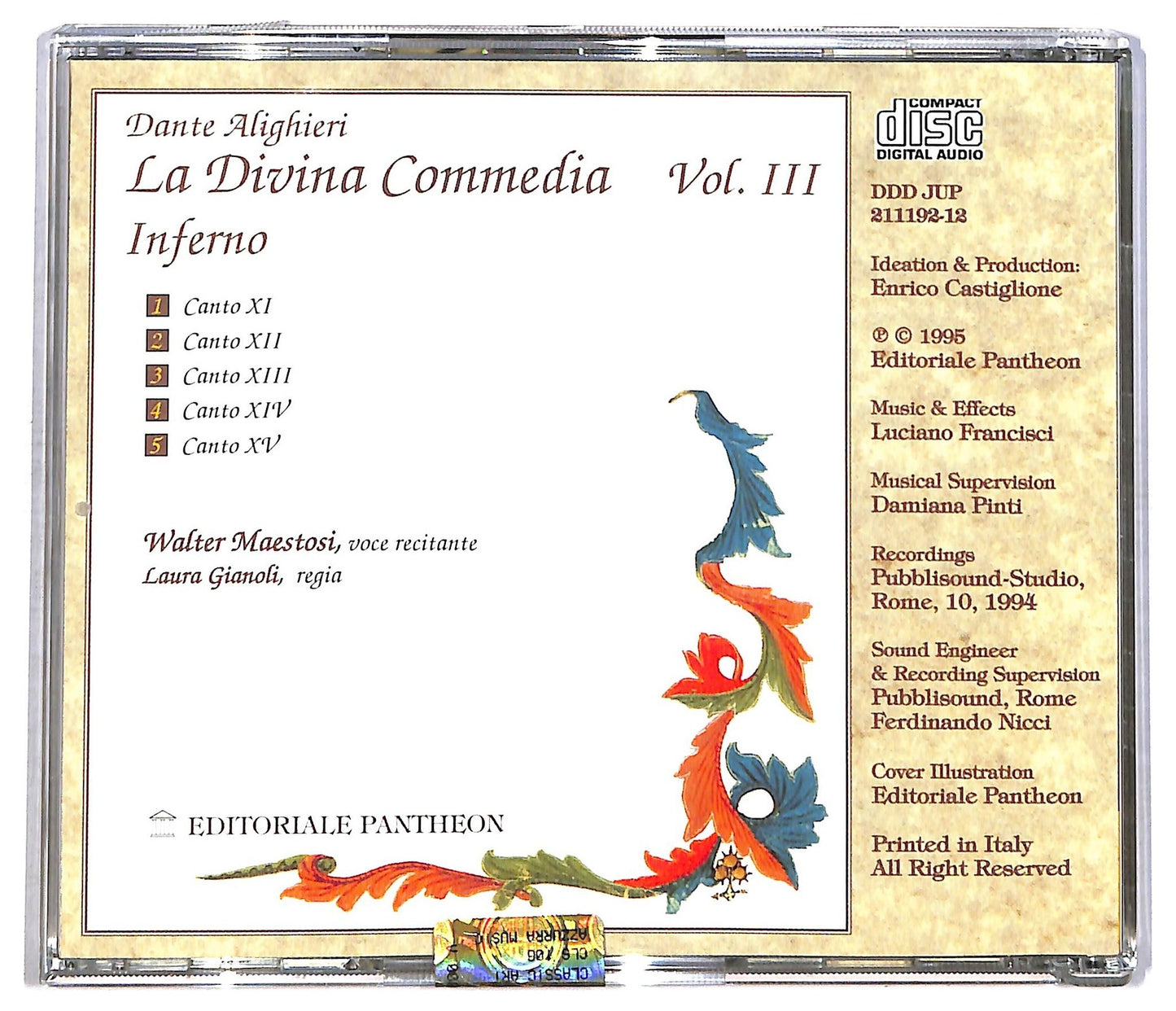 EBOND Walter Maestosi - La Divina Commedia - Inferno vol. III CD CD085109