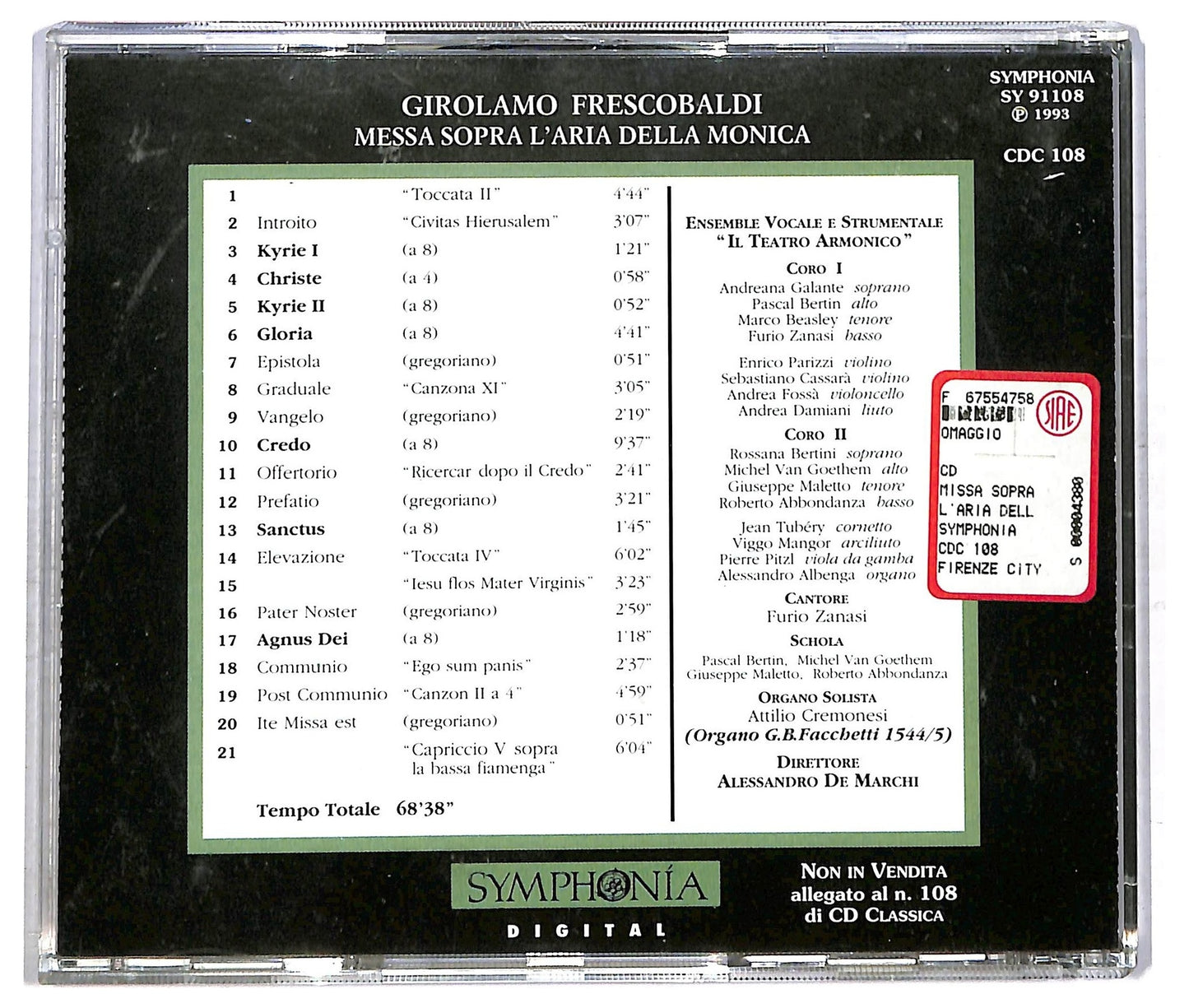 EBOND Girolamo Frescobaldi - Messa Sopra l'Aria della Monica CD CD085111