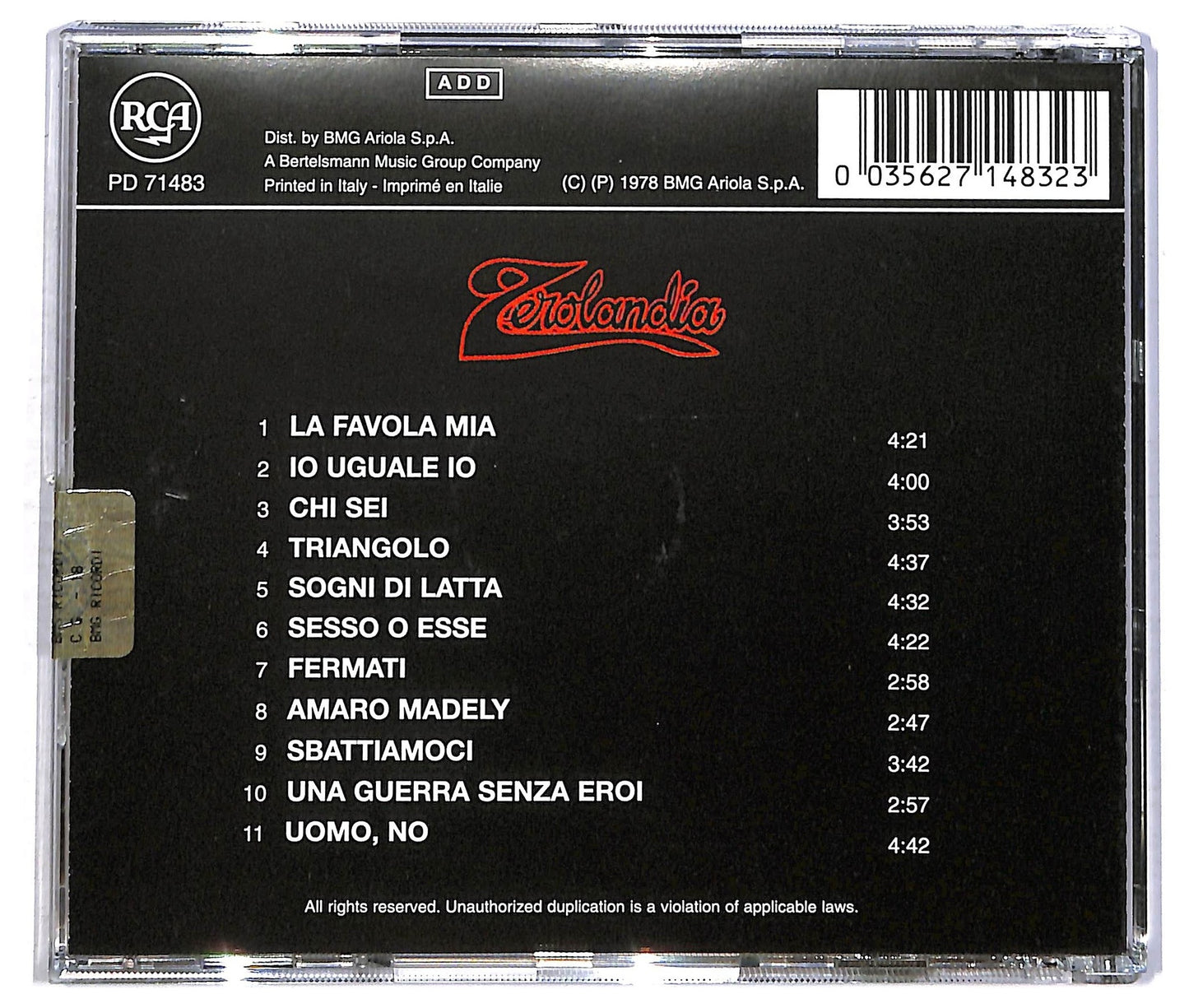EBOND Renato Zero - Zerolandia CD CD086026