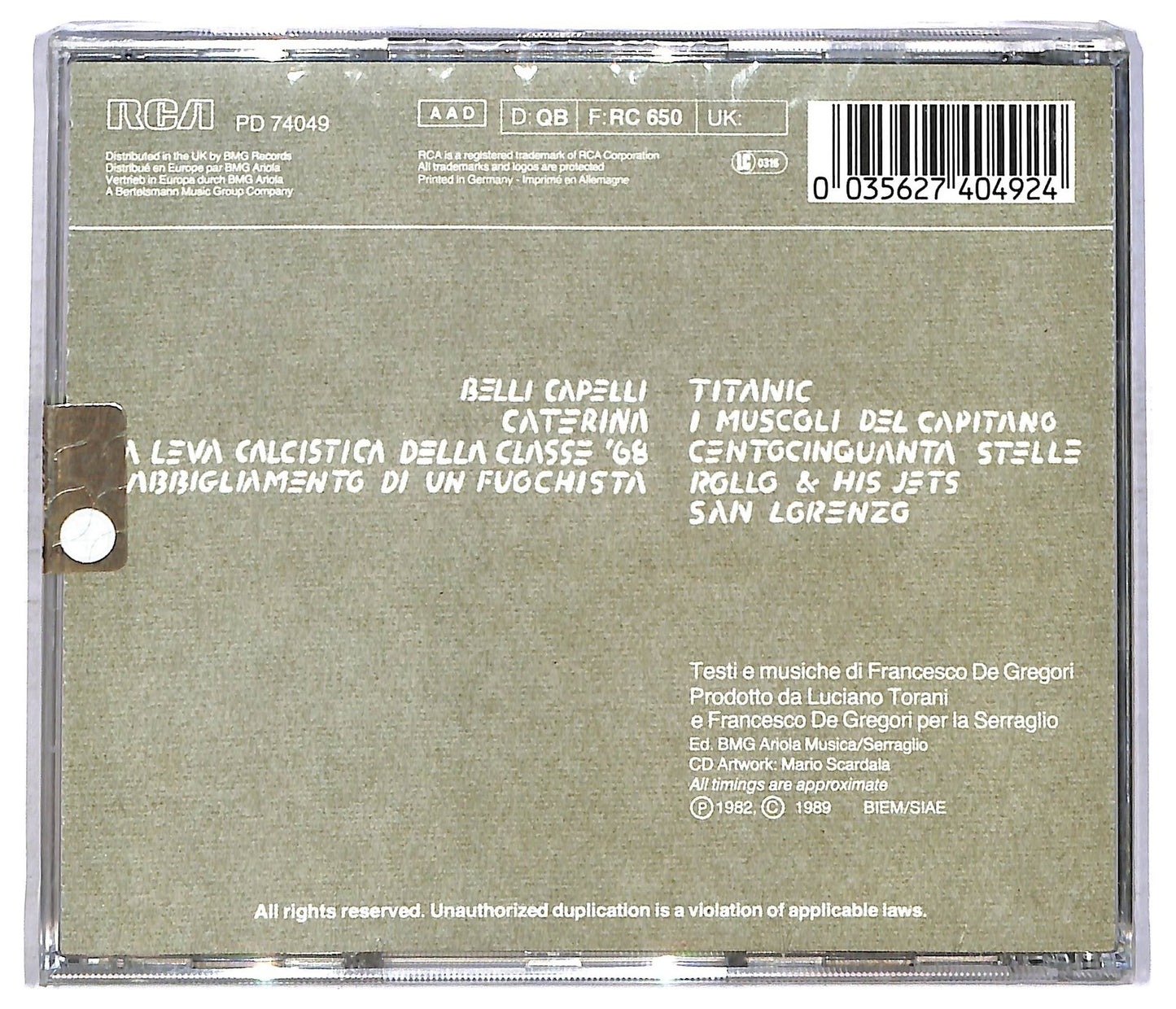 EBOND Francesco De Gregori - Titanic CD CD086043