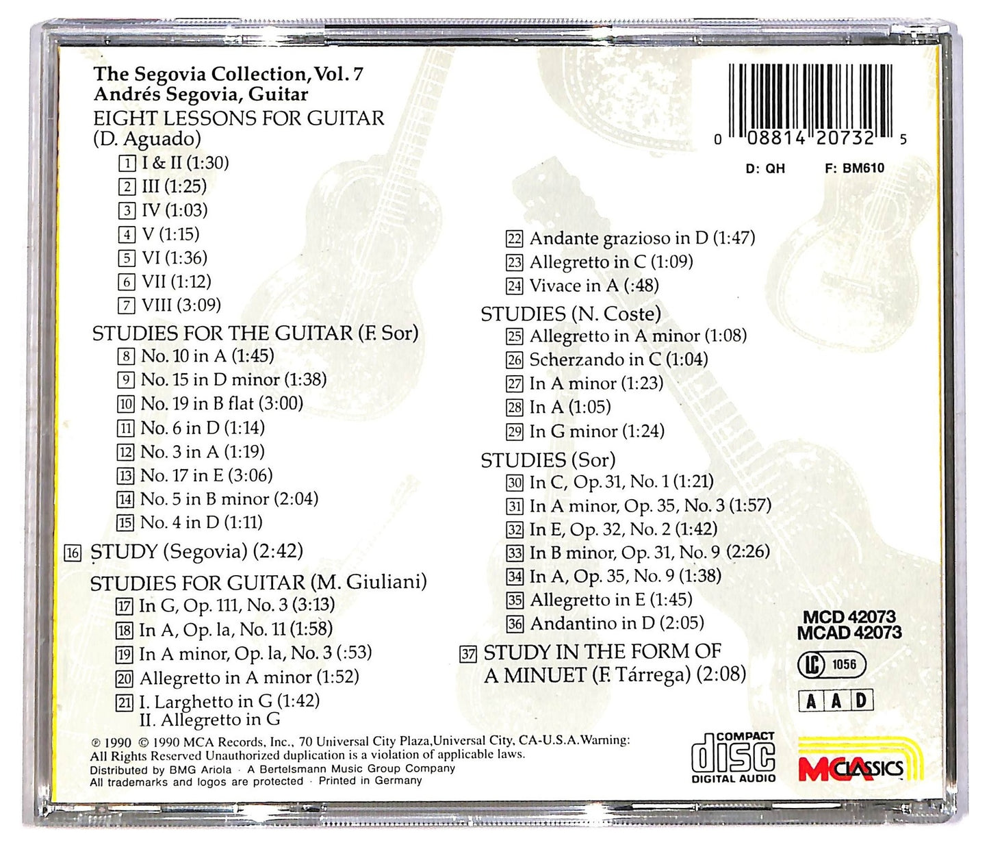 EBOND Various - The Segovia Collection Vol. 7: Guitar Etudes CD CD086440