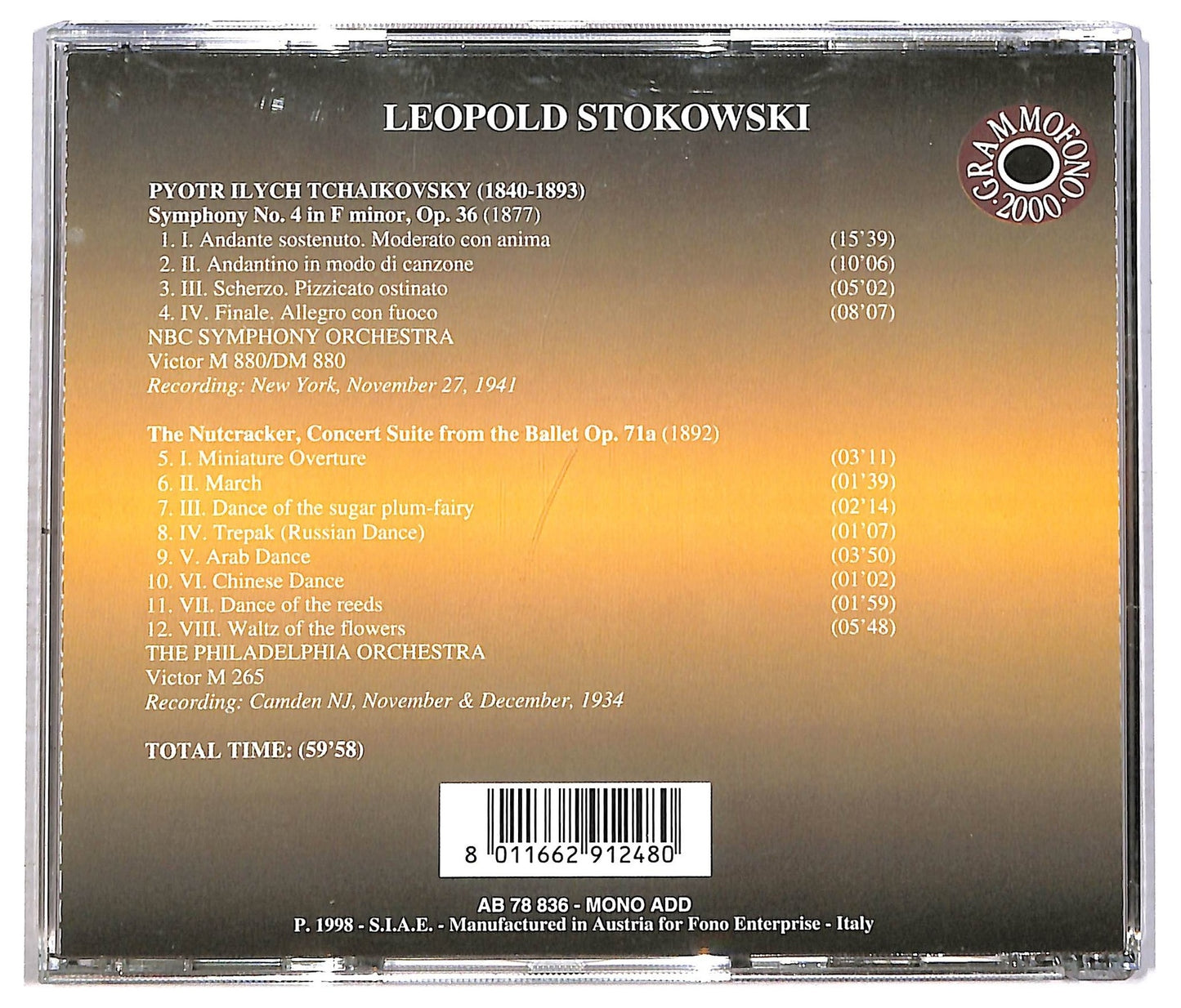 EBOND Leopold Stokowski Tchaikovsky - symphony no.4 CD CD086444