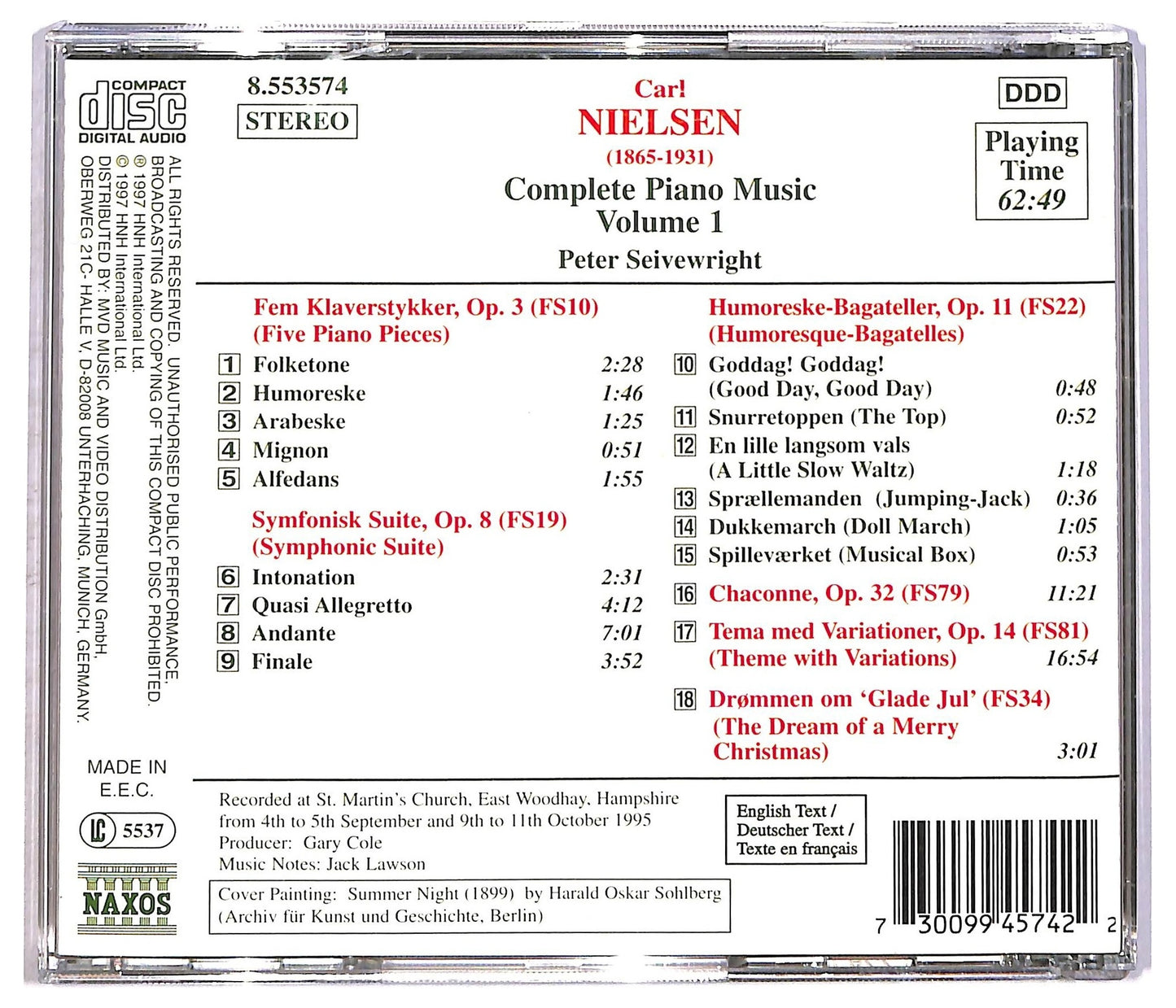 EBOND Nielsen - Complete Piano Music Volume 1 CD CD086509