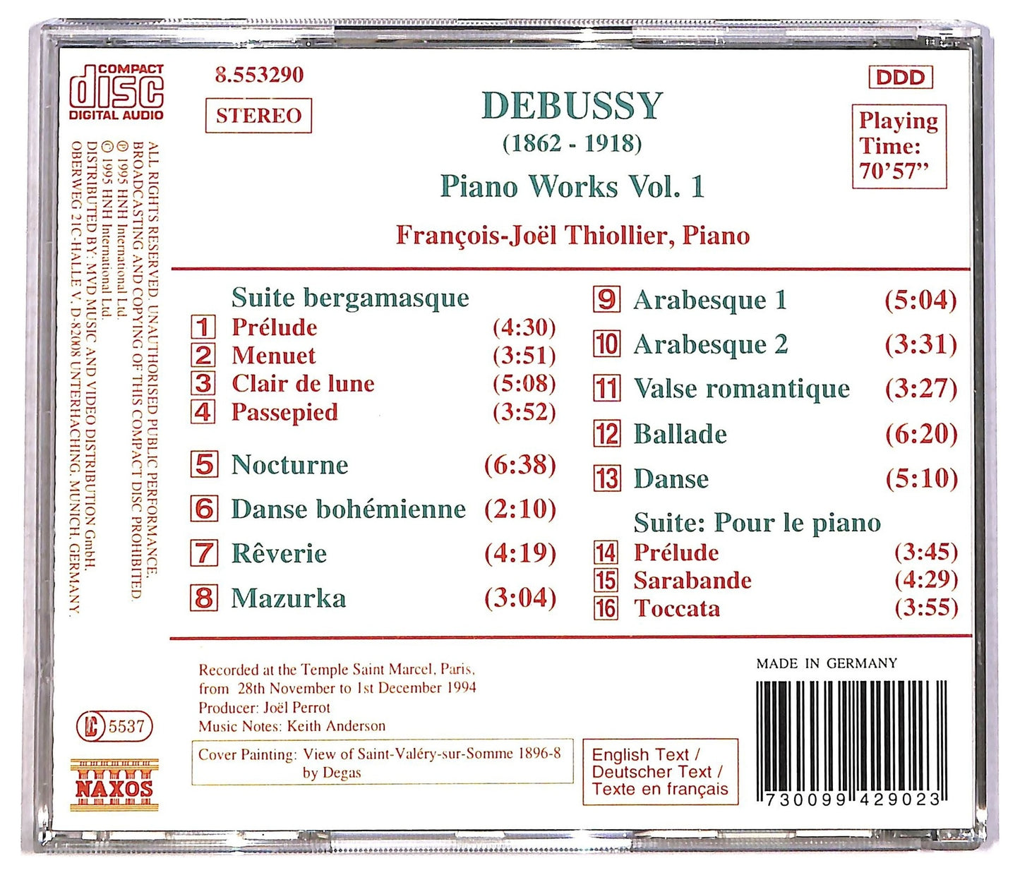 EBOND Debussy - Piano Works Volume 1 CD CD086514
