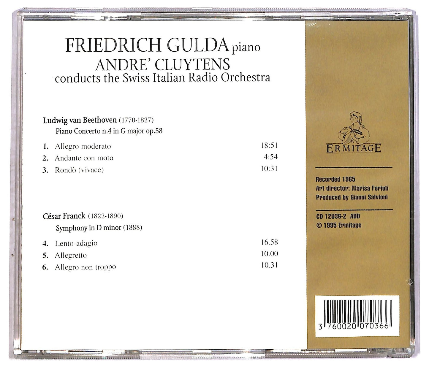 EBOND Friedrich Gulda Cluytens - Piano Concerto N. 4 Symphony In D Minor CD CD086527